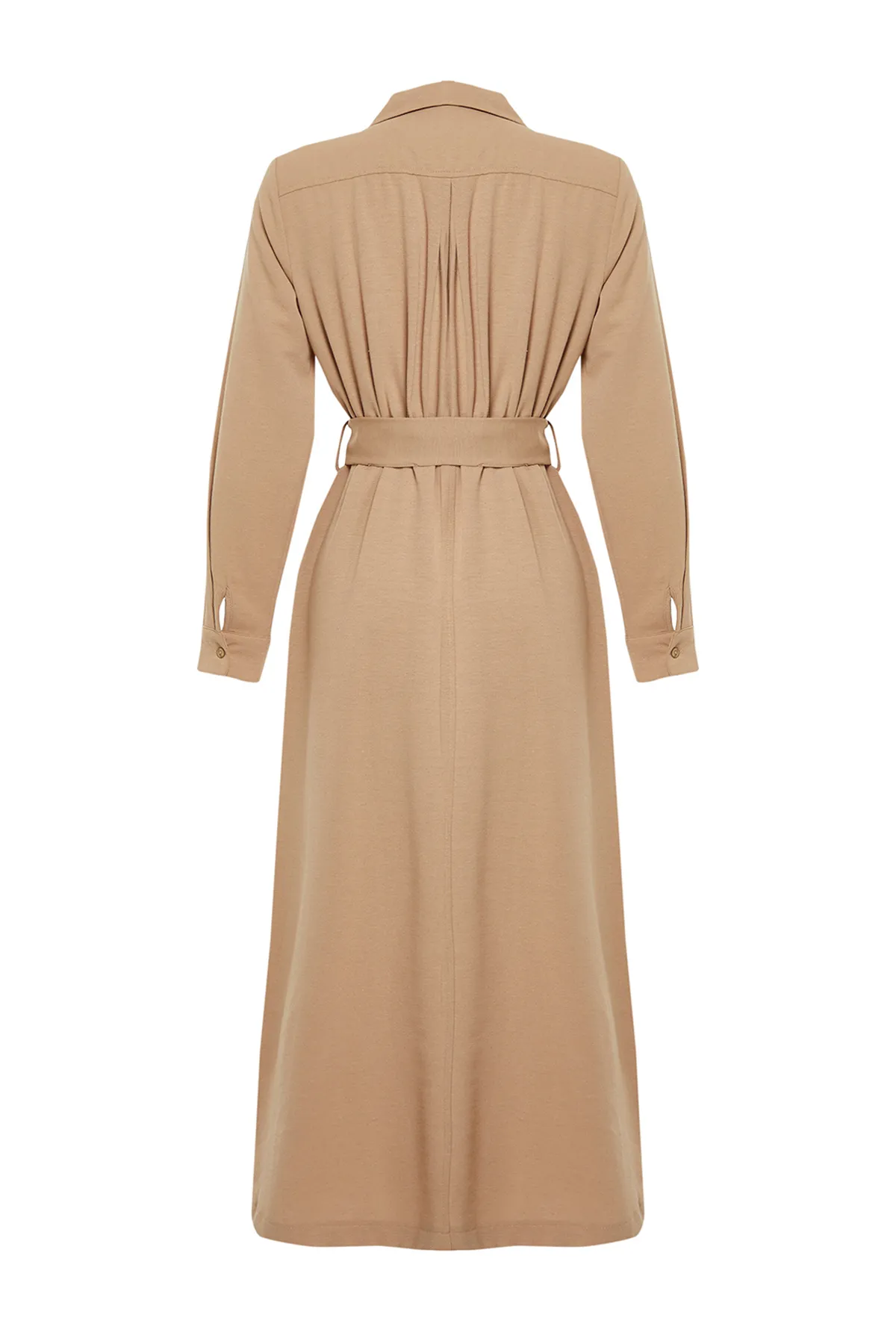 Trendyol Modest  Hellbeiges gewebtes Kleid in Leinenoptik TCTSS24EB00114
