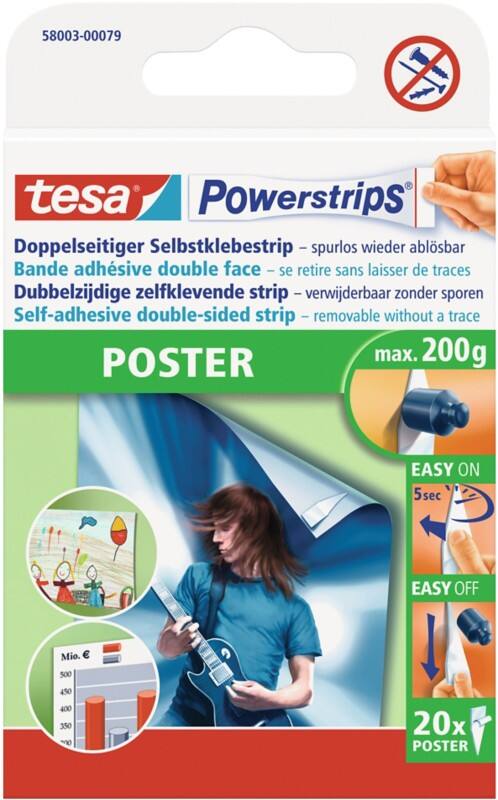 tesa Klebestreifen Klebend, Wechselbar, Rückstandslos Weiß 20 Stück