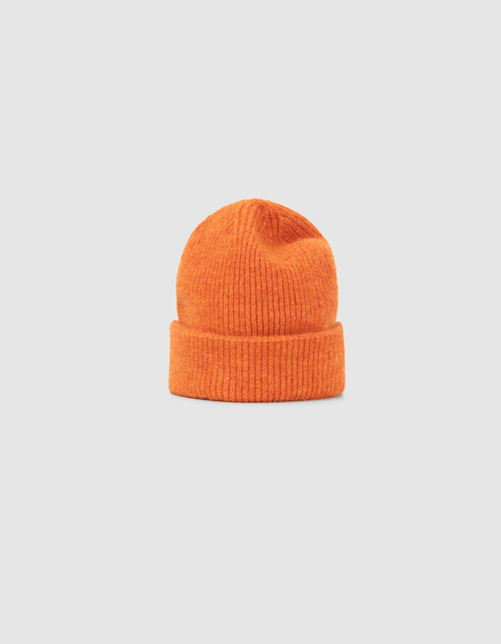 Set bonnet et écharpe orange tricot Femme