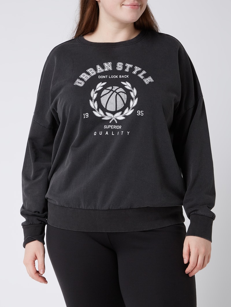 PLUS SIZE Sweatshirt aus Baumwolle Modell 'Mille' in schwarz