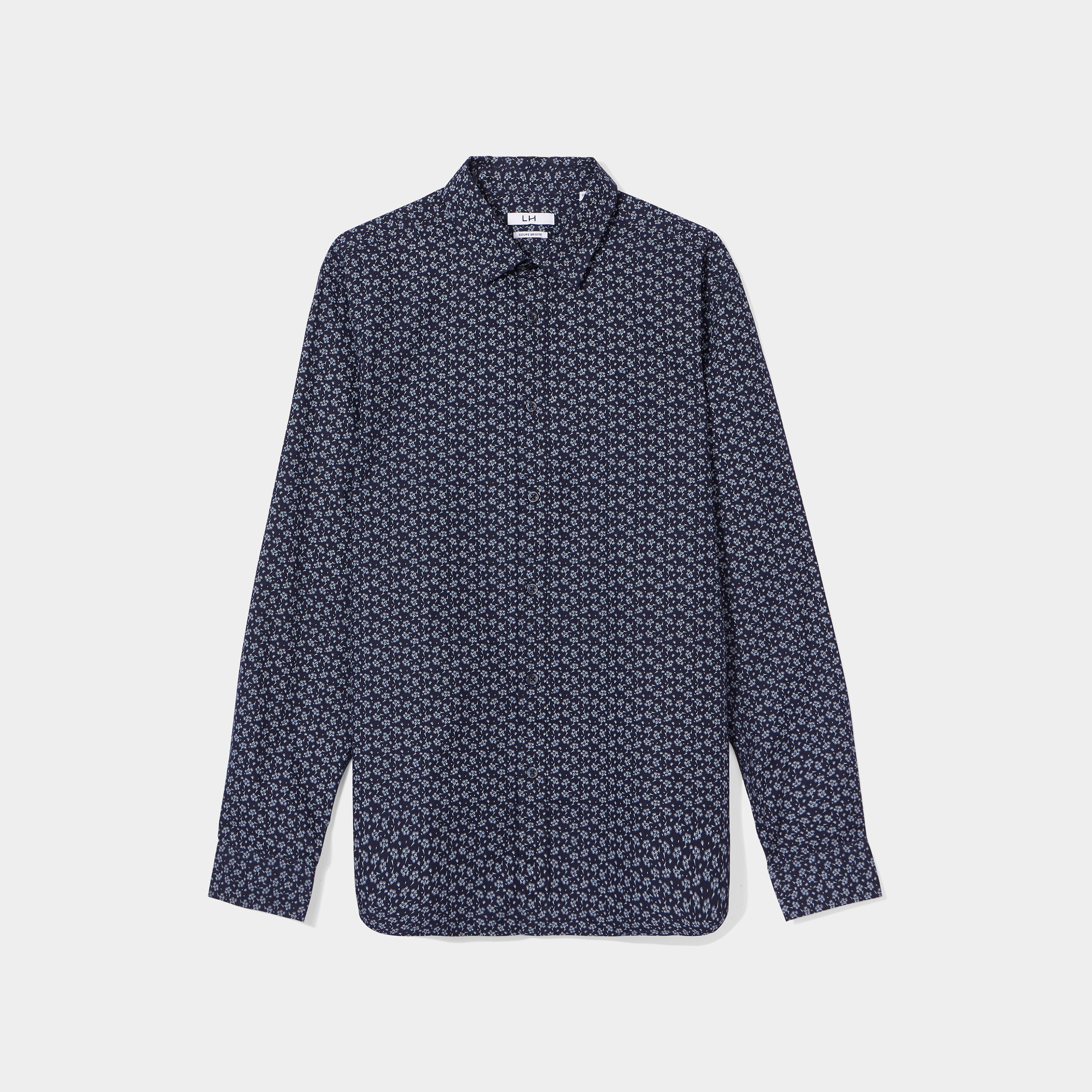 Chemise droite manches longues bleu marine homme | La Halle