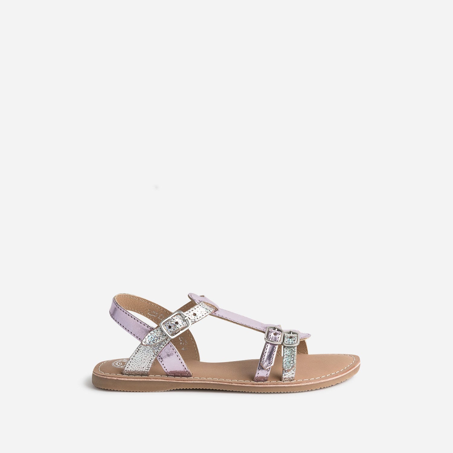 Sandale BUGGY parme métallisé en cuir
