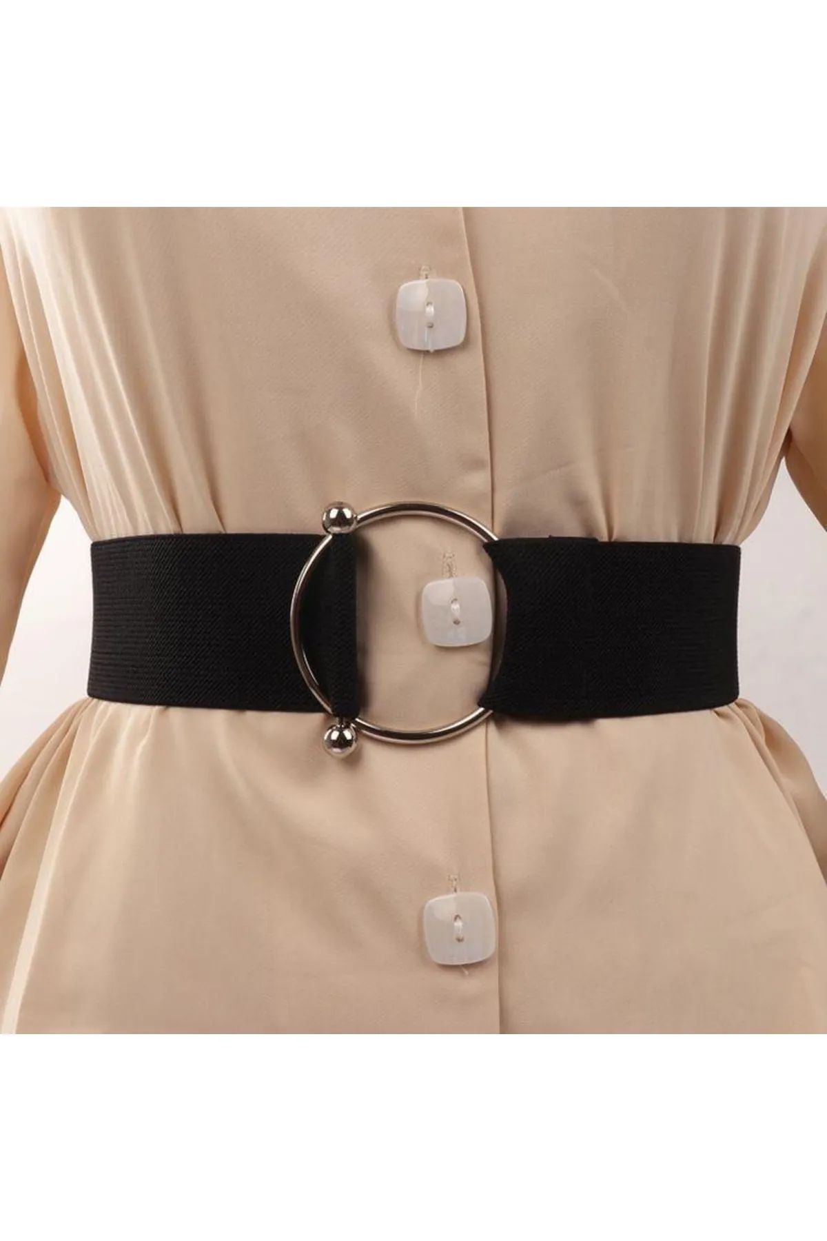 Fiori  Elastischer Damengürtel mit Ring und Neckholder-Schnalle, Jackengürtel, Hemdgürtel, Kleidergürtel