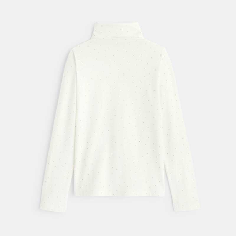 T-shirt col roulé imprimé blanc fille
