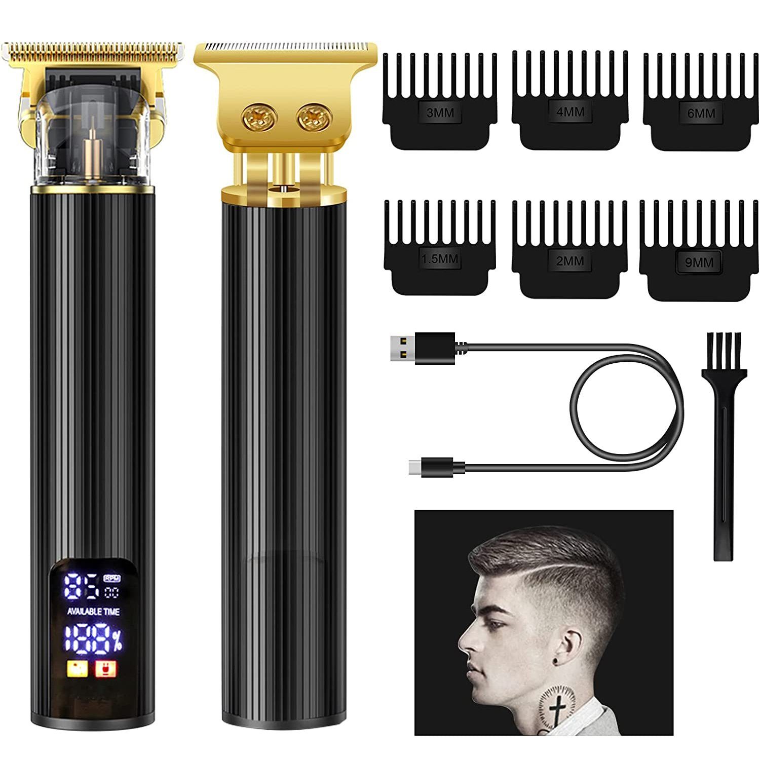 IBETTER Haarschneider, Bartschneider Herren, Wiederaufladbar Präzisionstrimmer für Männer, Profi Haarschneider für Herren, Schnurlose Elektrisch Haartrimmer, mit 3 Motorstufen Bartschneider, LCD-Anzeige Kabelloser Trimmer