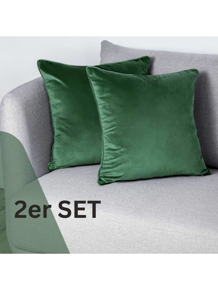 Tom Tailor TT Kissenhülle 2er Set VelvetSignature 45 x 45 cm in Grün günstig kaufen 45 x 45 cm
