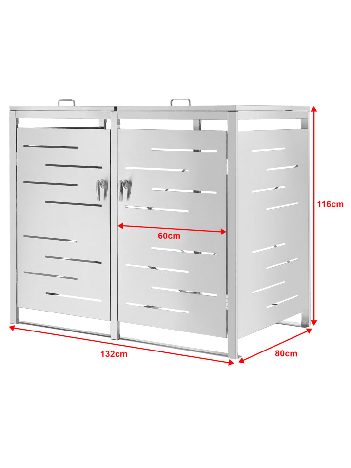 en.casa Mülltonnen Box Fahrenwalde für 2 Tonnen in Silber (B)132cm günstig kaufen onesize
