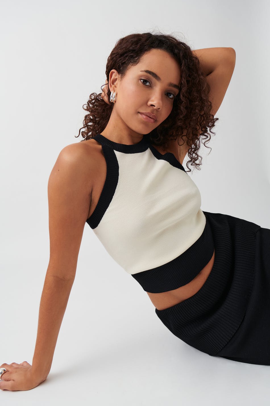Knitted contrast tank