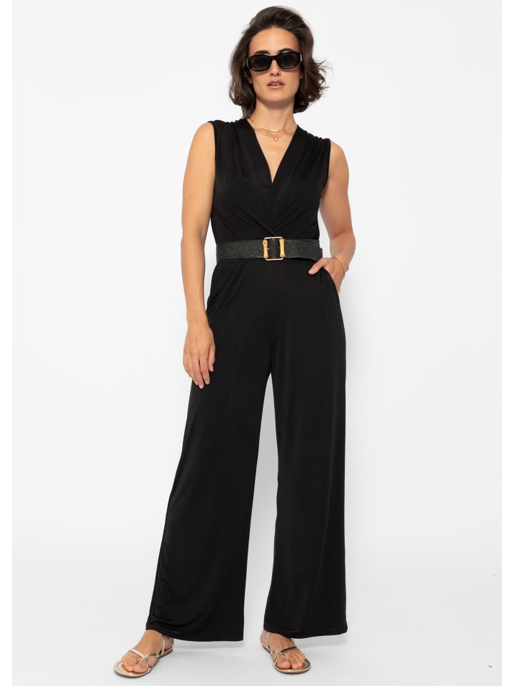 SASSYCLASSY Fließender Jersey Jumpsuit in Schwarz günstig kaufen S