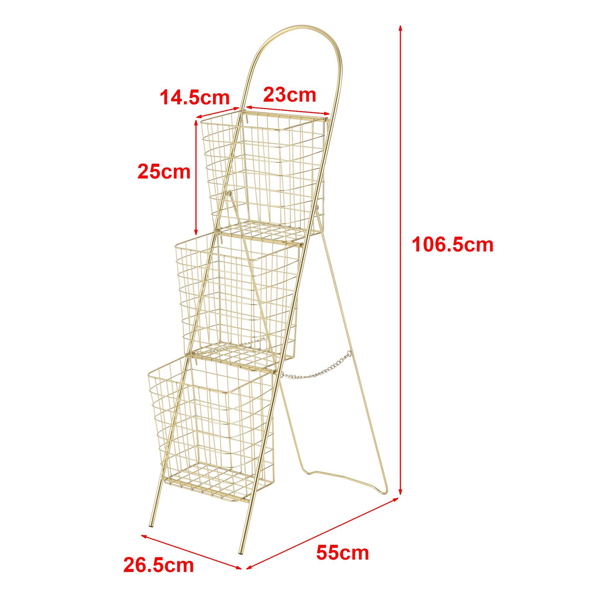 en.casa Dekoleiter, Hensies Leiterregal Metallgestell 106,5 x 26,5 x 55cm Messing