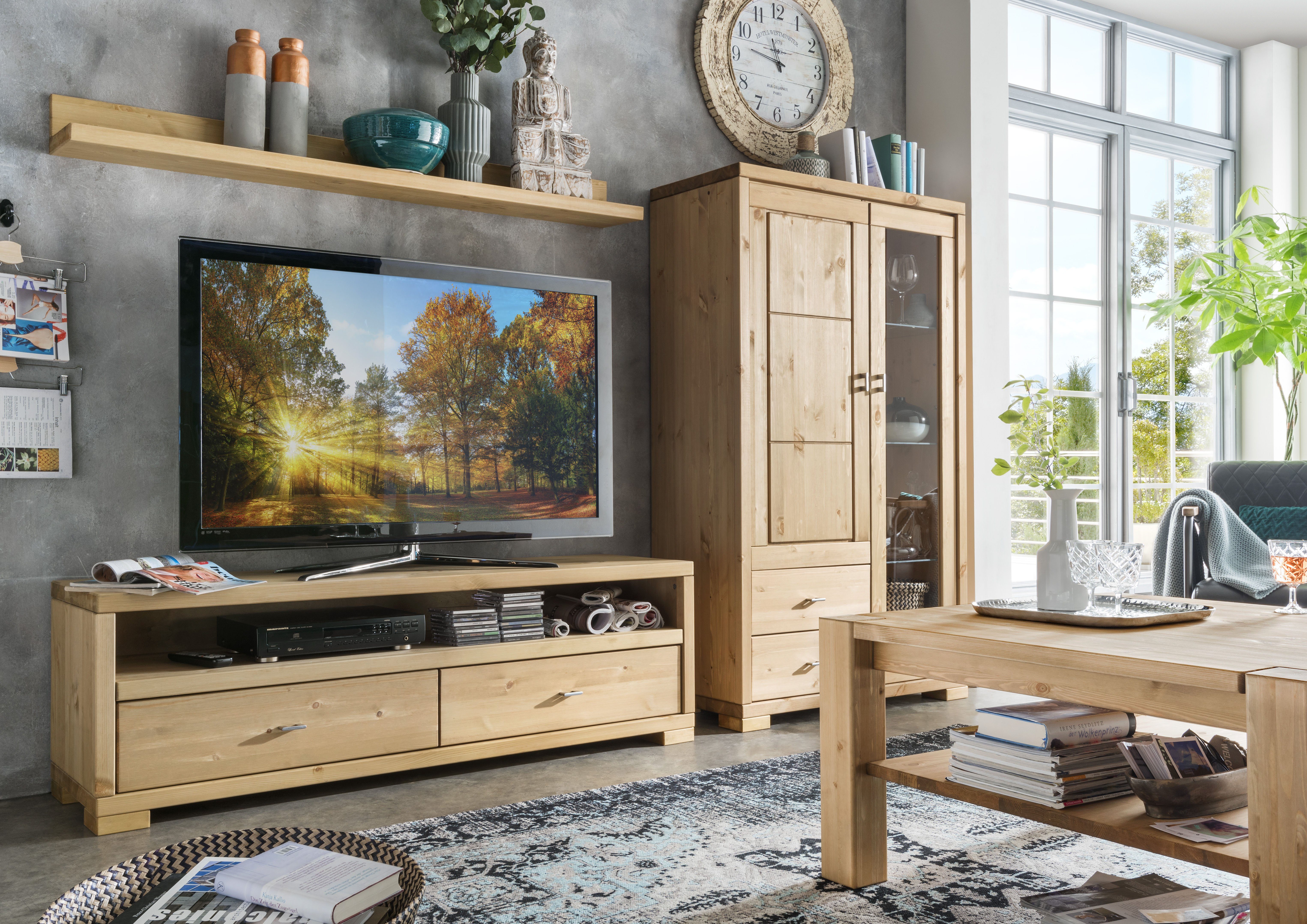 Wohn[glück]lich by Infantil Highboard Vita, Schrank, Vitrine, Breite 100 cm, Kiefer massiv, Landhausstil