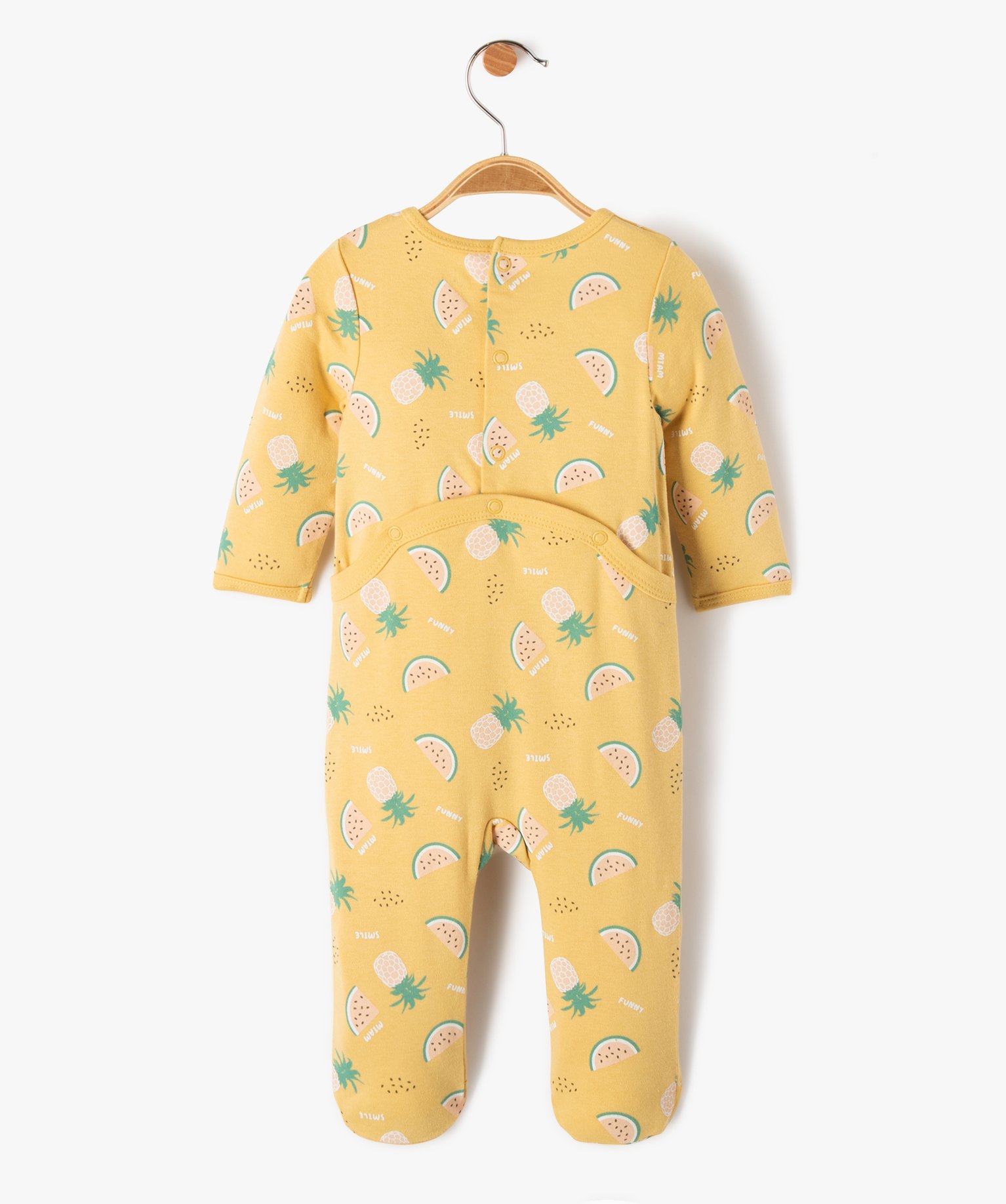 Pyjama bébé à motifs fruits exotiques fermeture pont dos jaune | GEMO