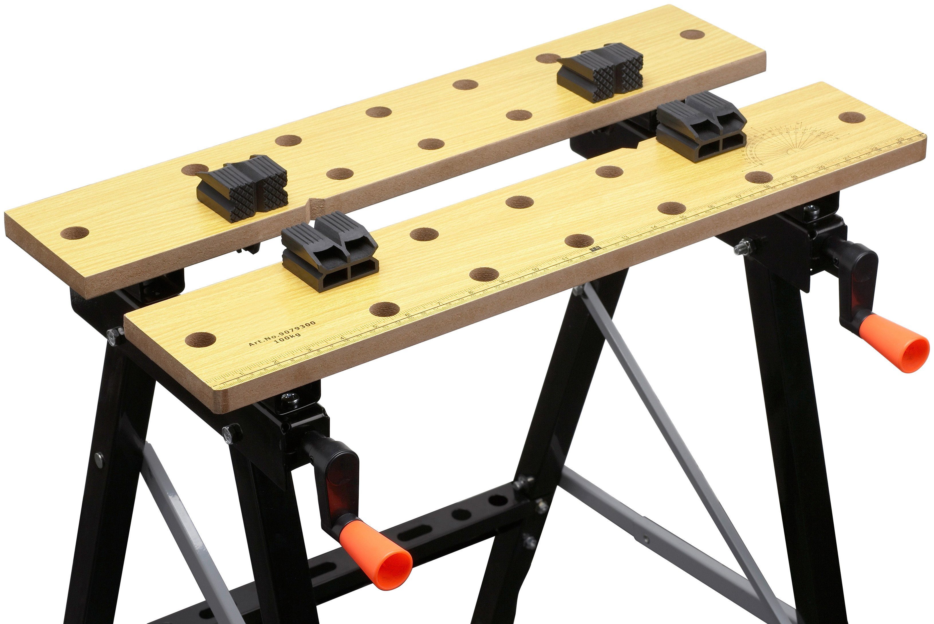meister Werkbank Arbeitstisch / 9079100, Werk- und Spanntisch, 150kg Tragkraft, Skala & Winkelangaben, klappbar