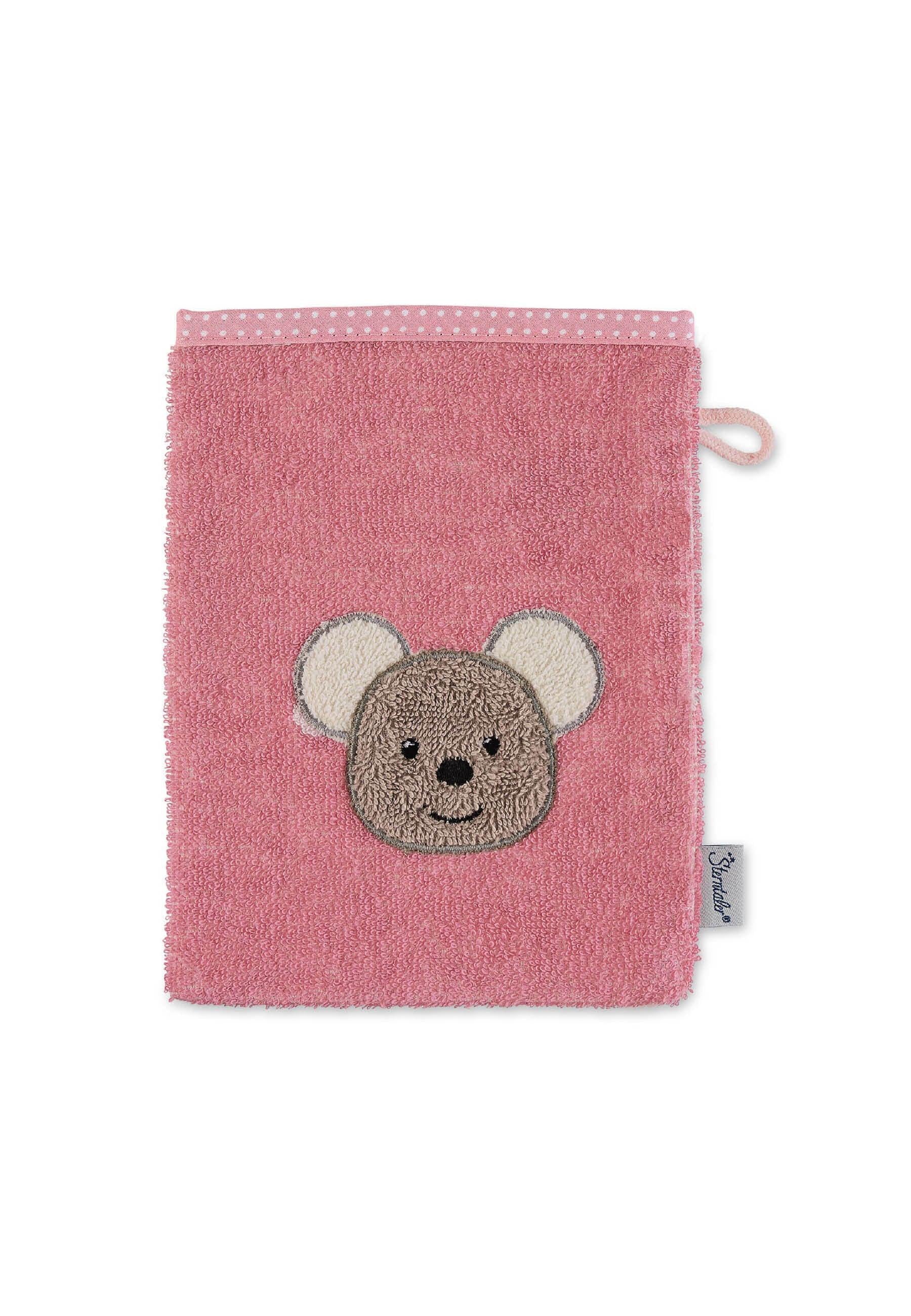 Waschhandschuh Maus Mabel aus Frottee in Rosa
