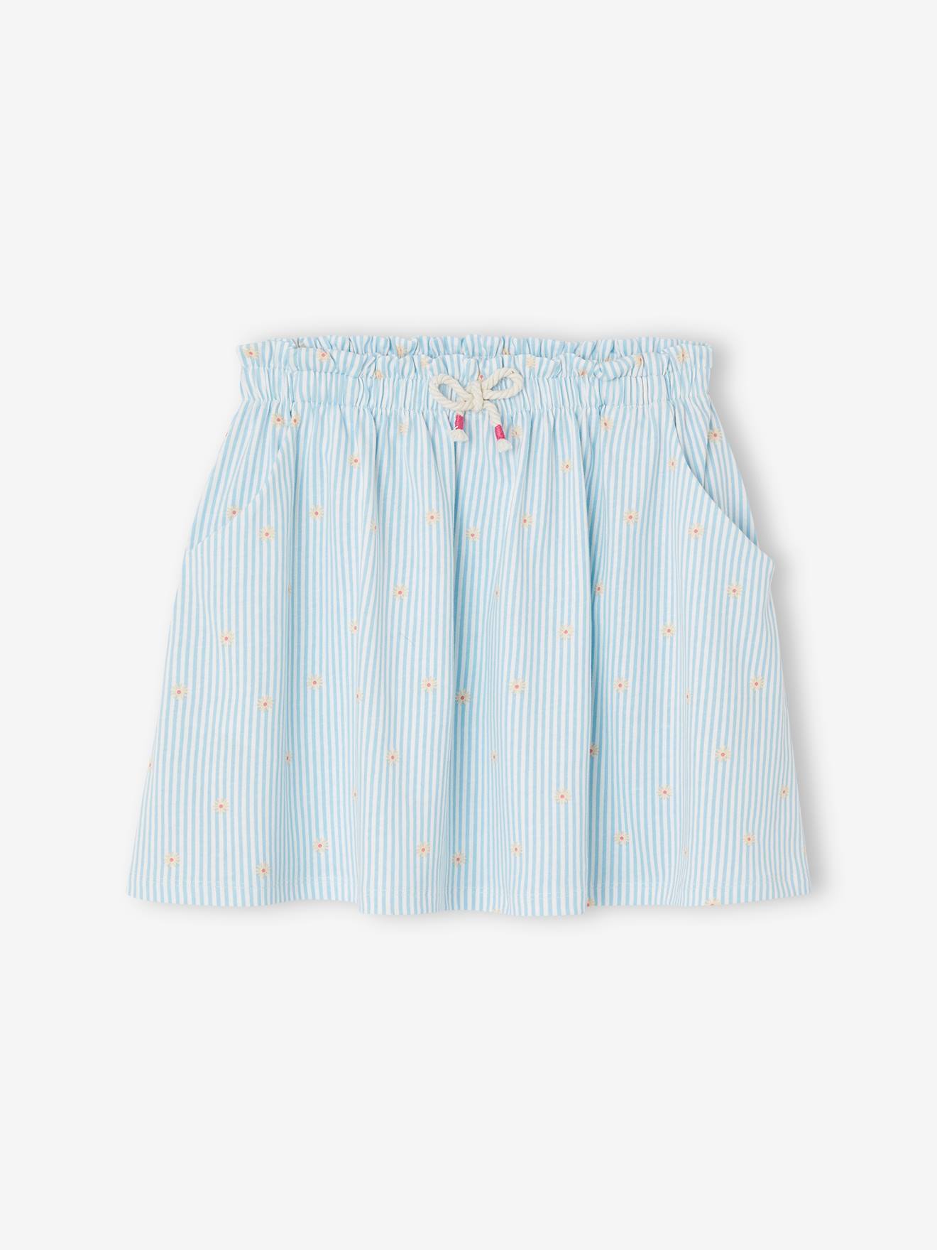 Vertbaudet Mädchen Rock BASIC Oeko-Tex - graugrün geblümt gänseblümchen