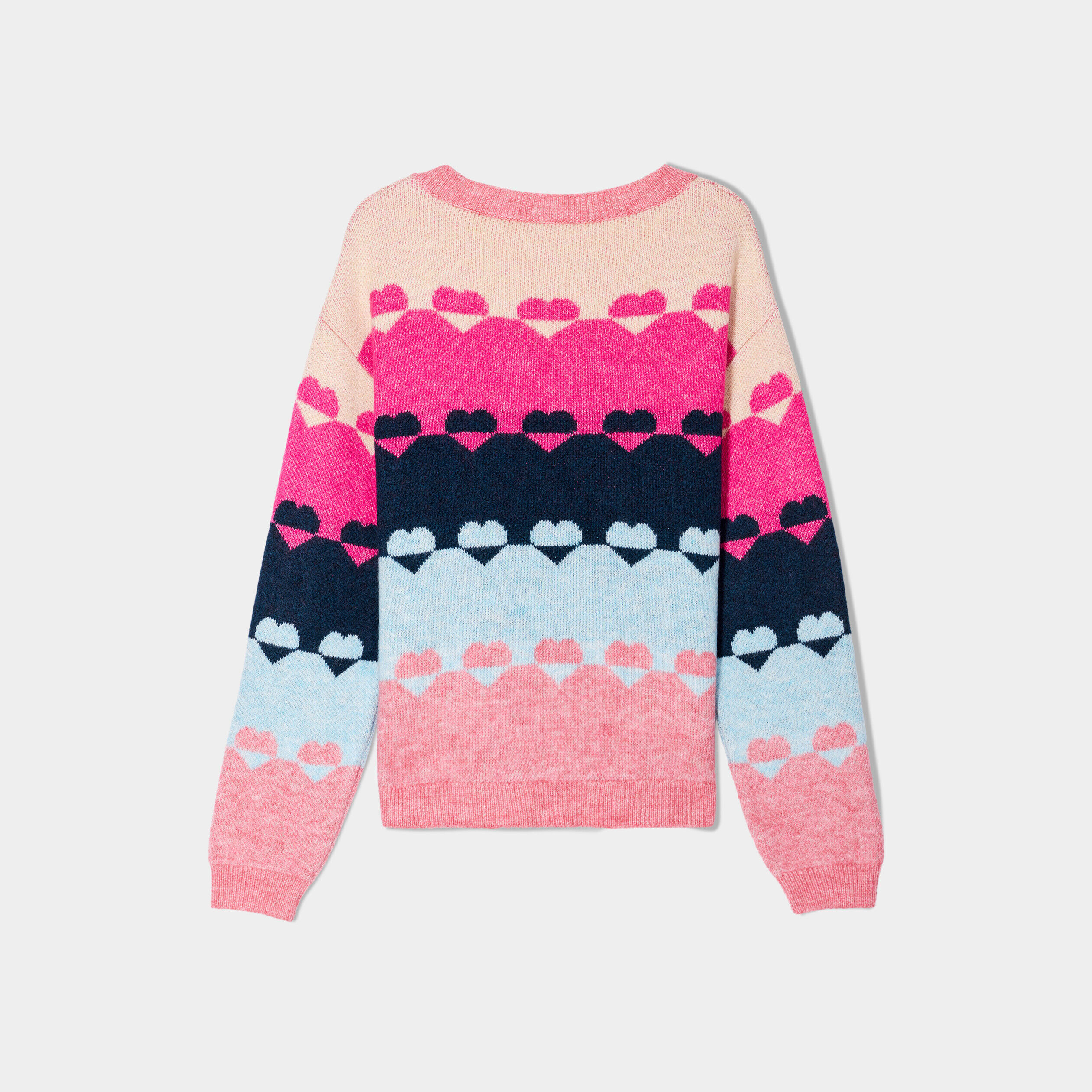 Pull manches longues col rond multicolore femme | Cache Cache