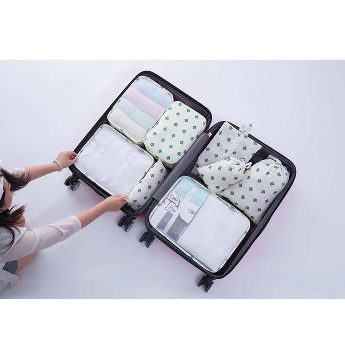 YANN Aufbewahrungstasche Siebenteiliges Reise-Aufbewahrungstaschen-Set, (Reisetasche für Kleidung, Schuhe und Gepäck, 7-tlg), separate Aufbewahrungstasche für Toilettenartikel und Kosmetika