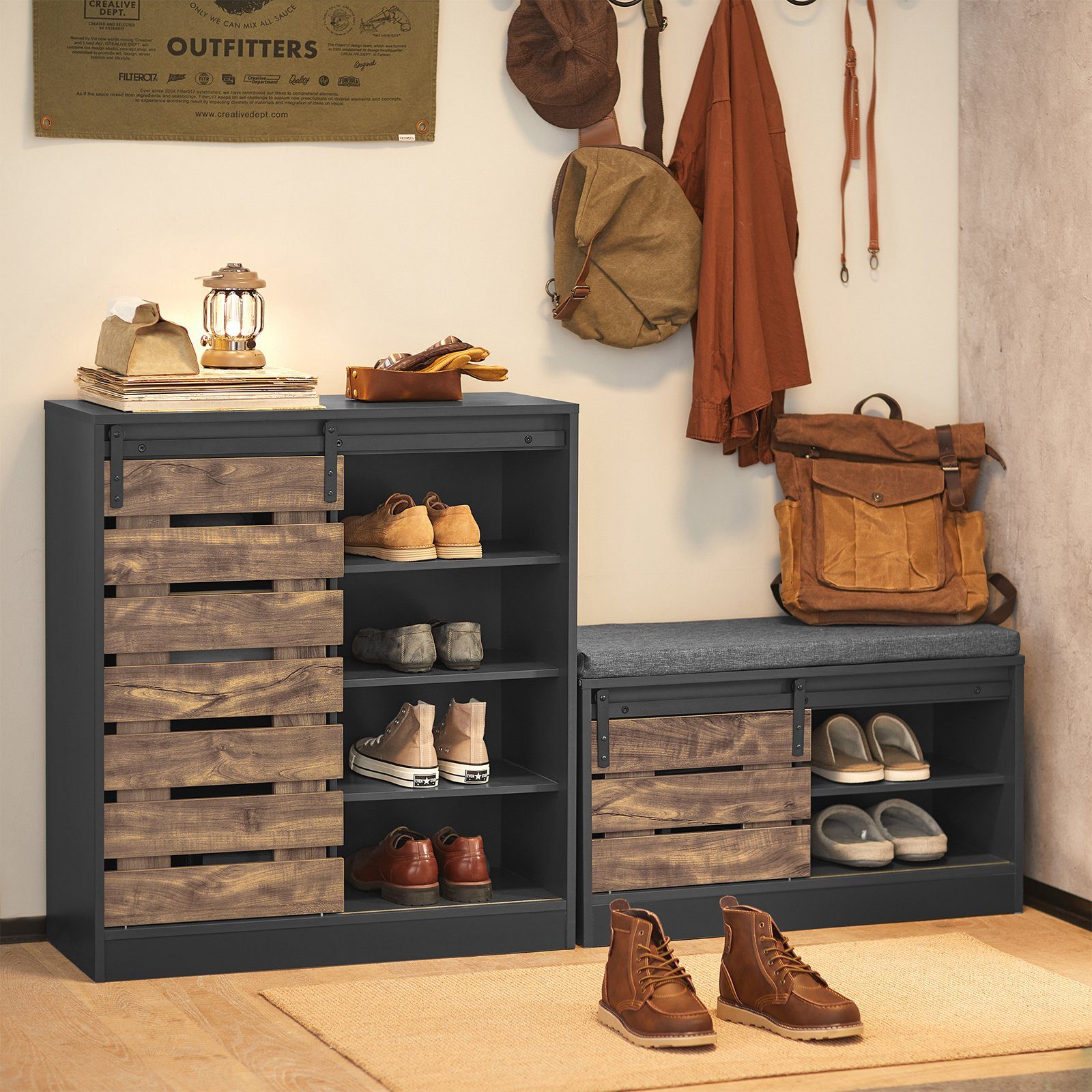 SoBuy Sideboard FSB65, Schuhschrank mit Schiebetür Kommode Schrank Küchenschrank Flurschrank