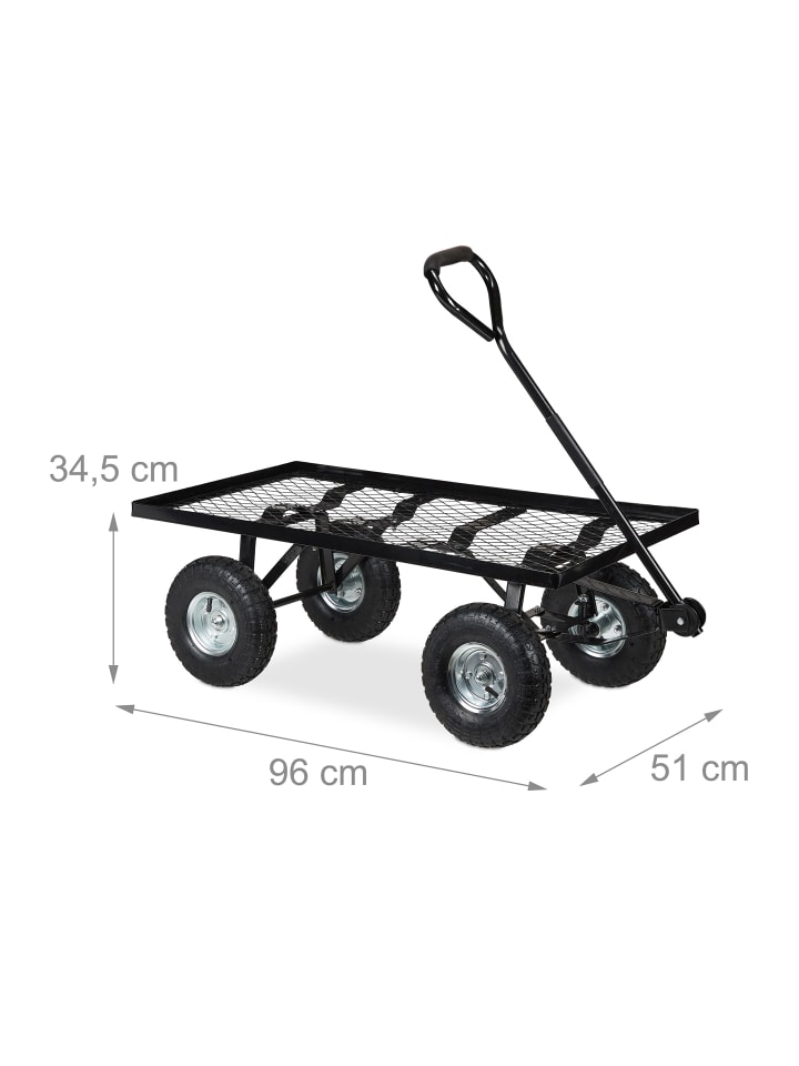 relaxdays Handwagen in Schwarz - (B)51 x (H)34,5 x (T)96 cm günstig kaufen onesize