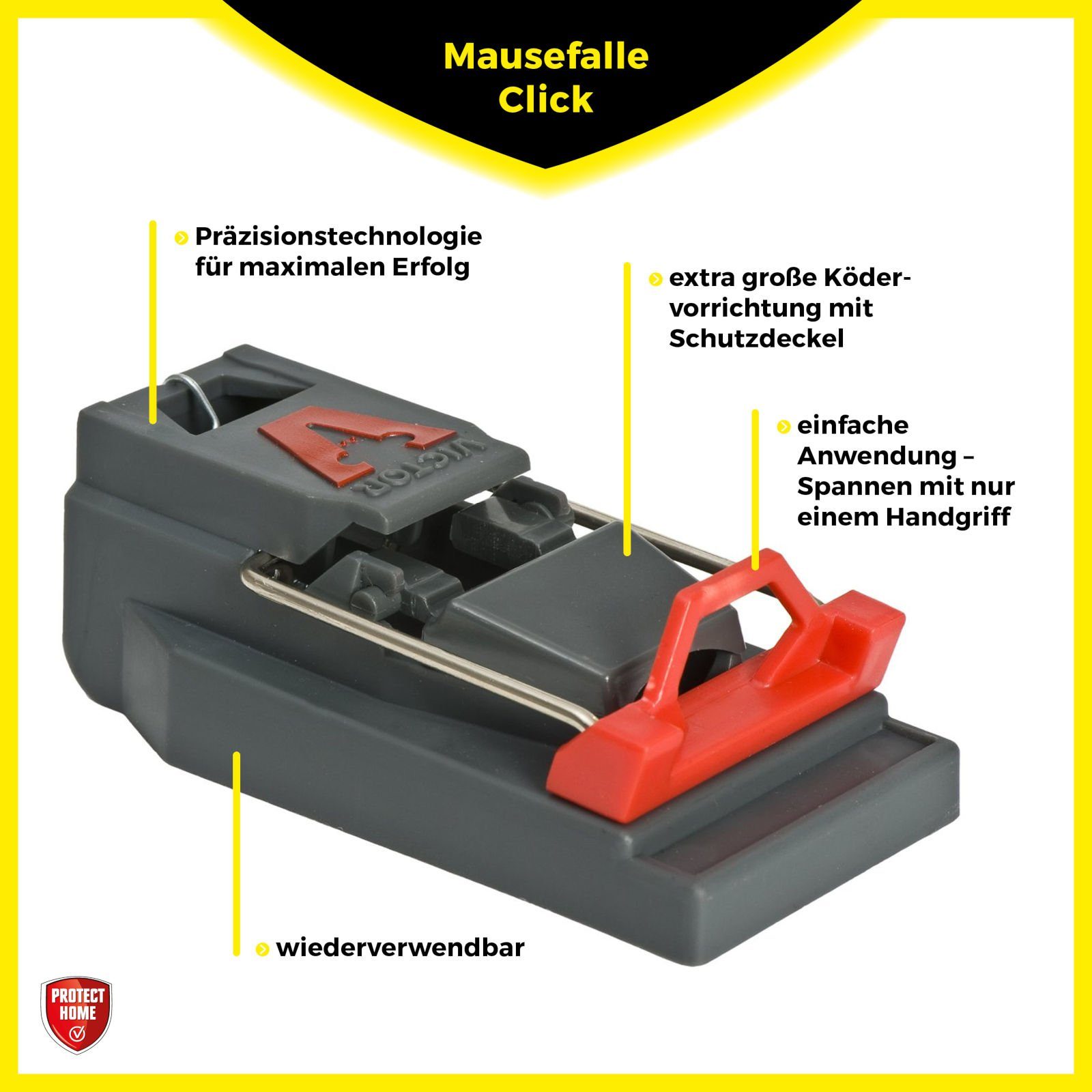 Protect Home Schlagfalle Mausefallen Click - 3 Stück