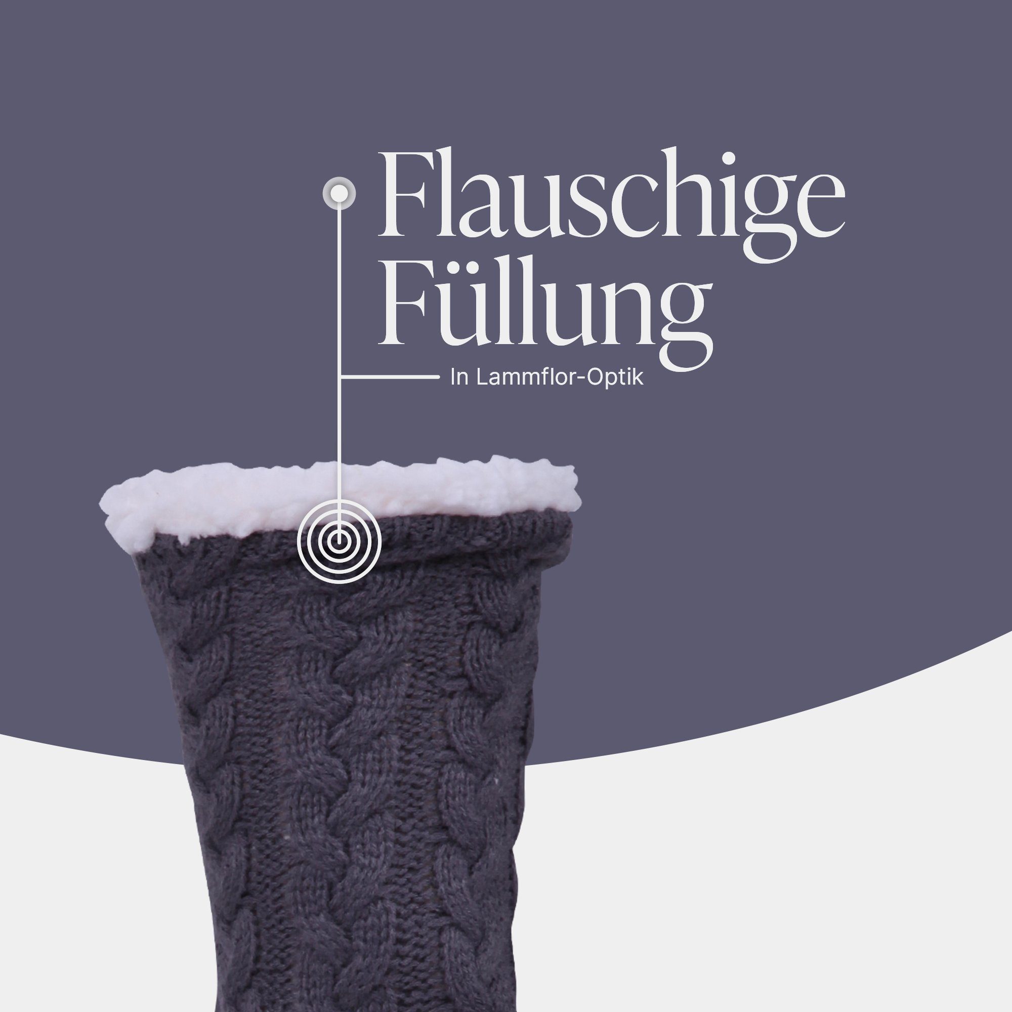 Bestlivings ABS-Socken Hüttensocken 36-42 (1-Paar) Haussocken Stoppersocken mit Teddyfutter, Hüttensocken plüschig Socken