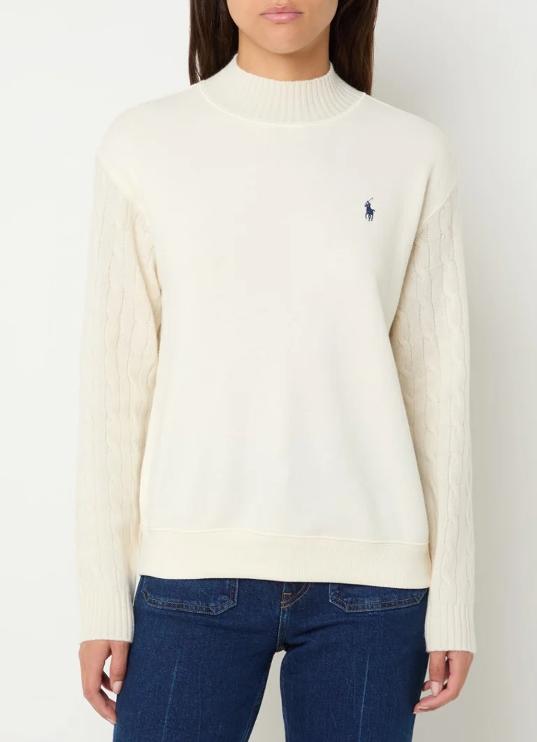 Pulover tricotat cu împletitură din amestec de cașmir cu logo Ralph Lauren