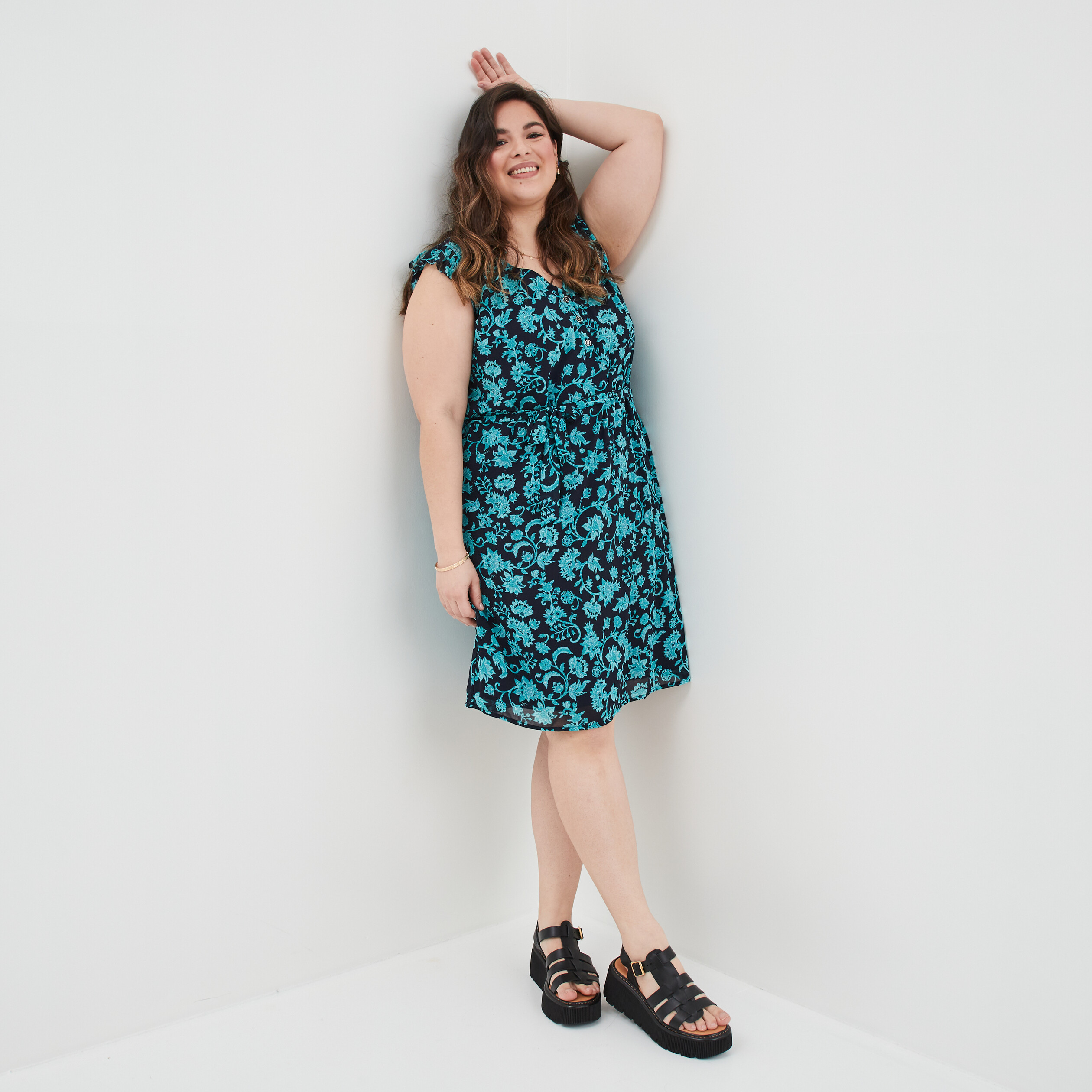 Robe droite sans manches bleu marine femme grande taille | La Halle