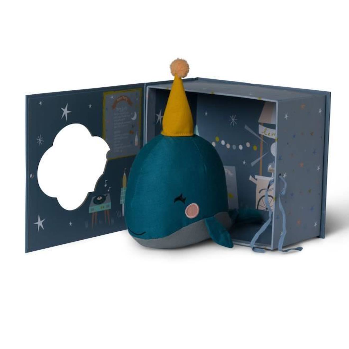 Peluche Picca Loulou dans un coffret cadeau, Baleine Bleu 21 cm bleu