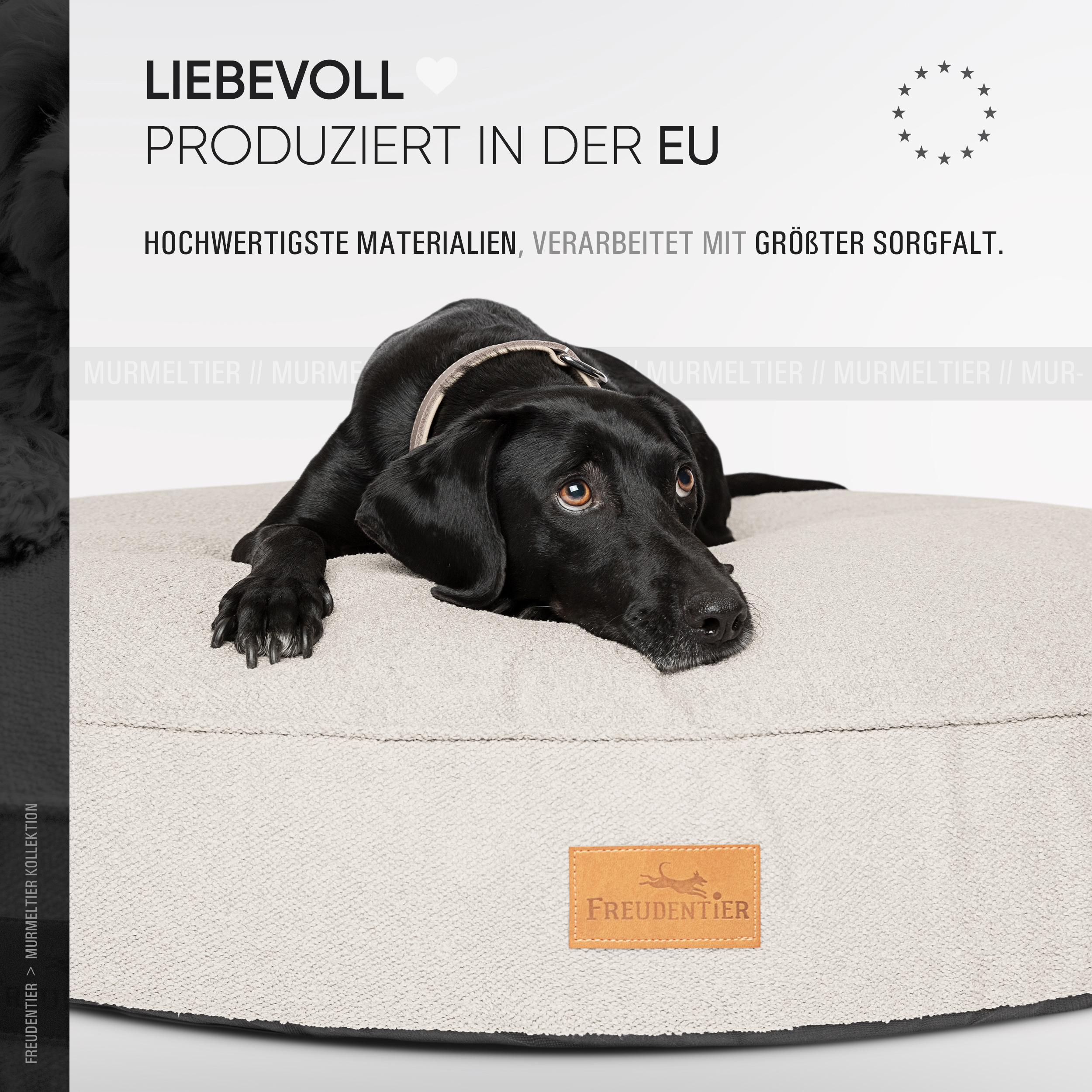 Freudentier Hundebetten Freudentier kuscheliges Hundebett mit Memory Foam ⌀100cm hellgrau 1 m