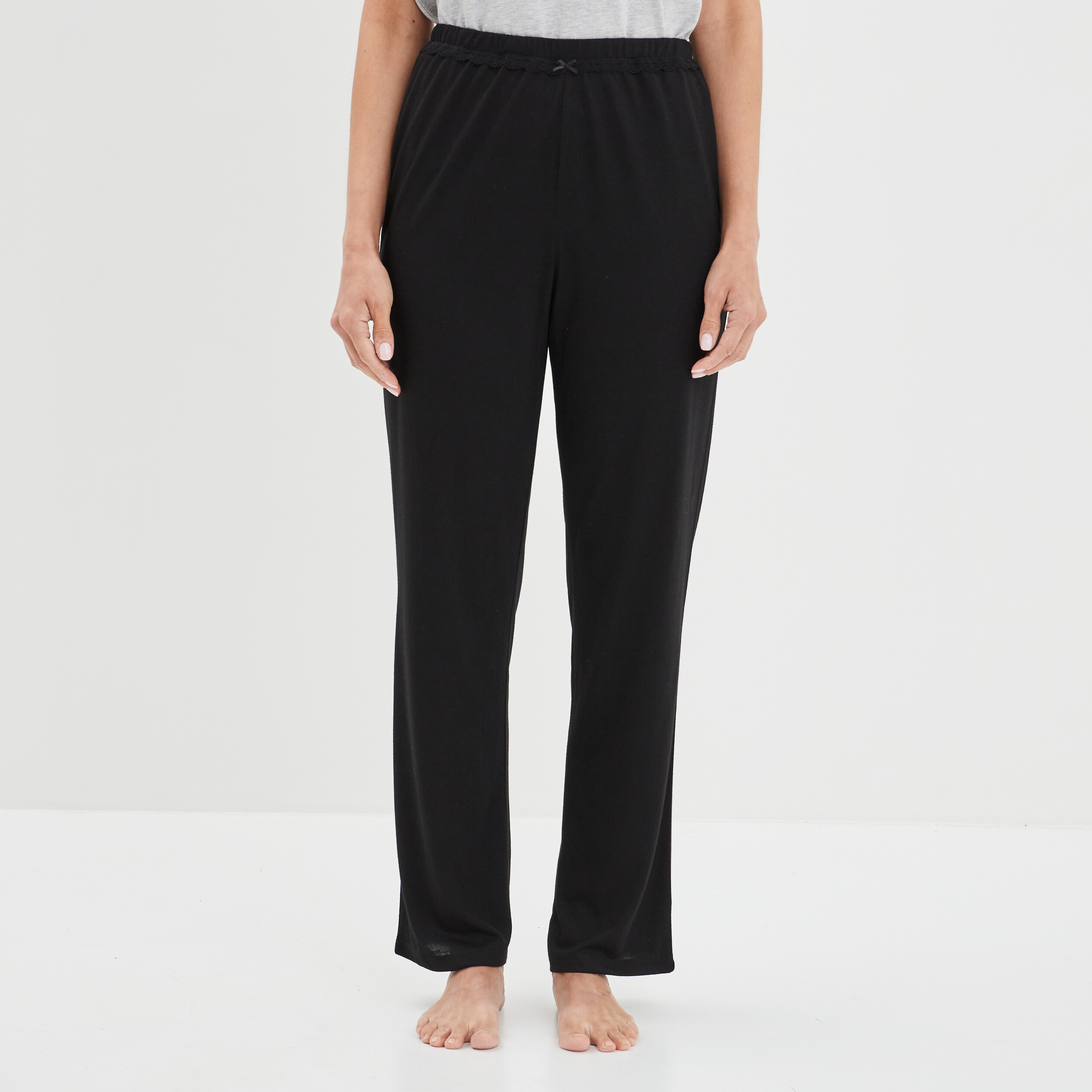 Pantalon de pyjama taille élastique noir femme | La Halle