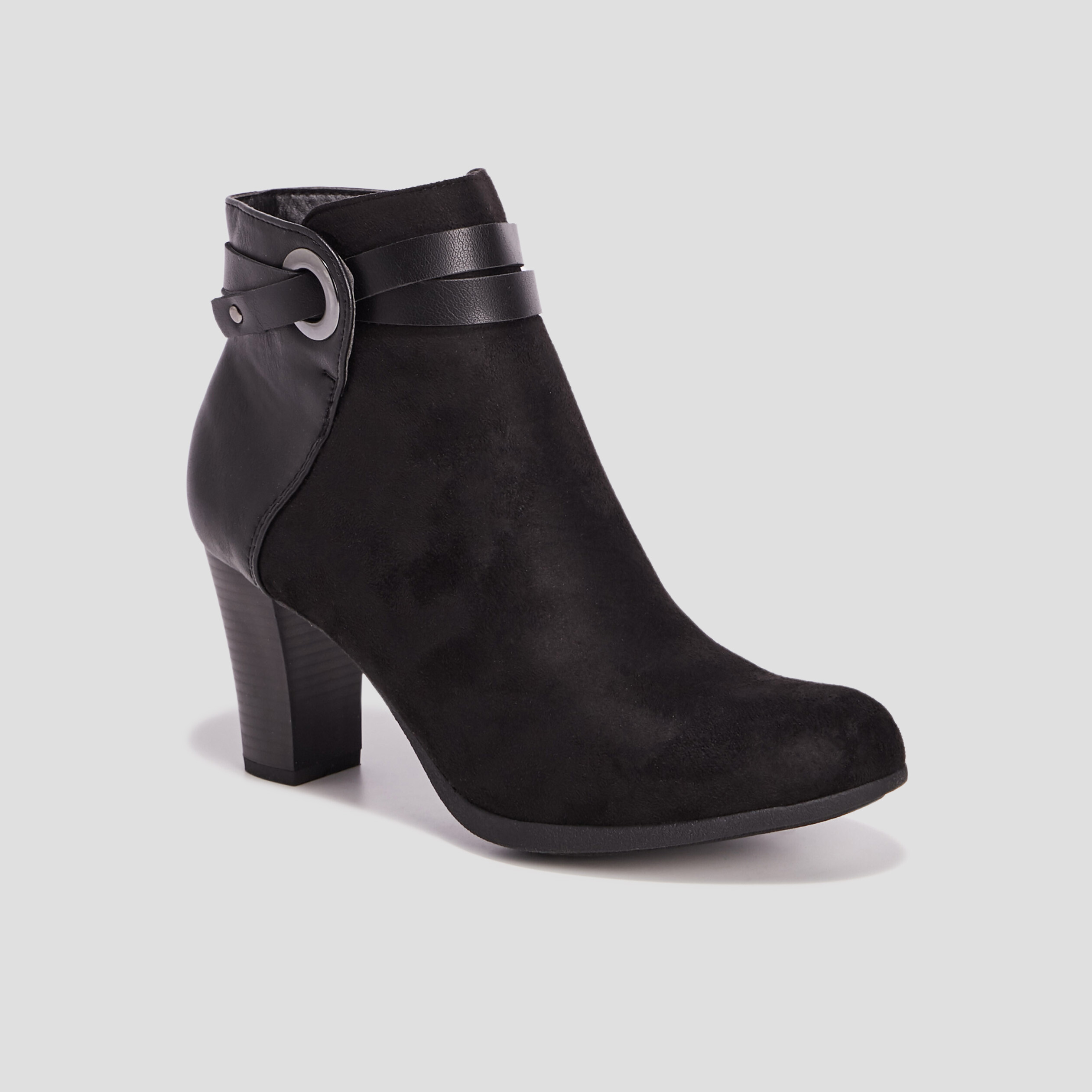 Bottines avec brides noir femme | La Halle