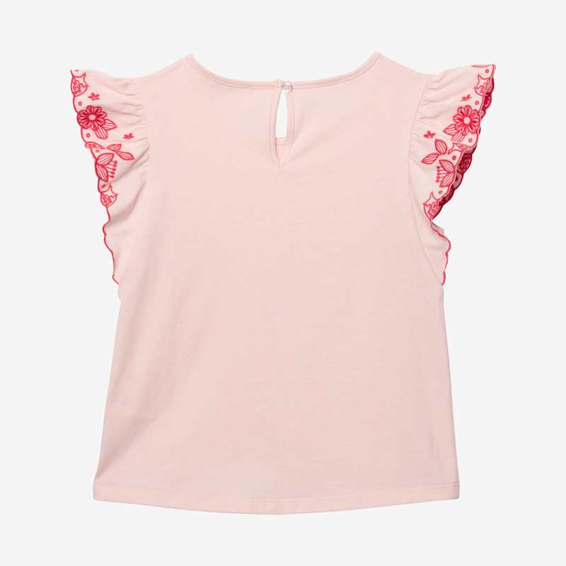 T-shirt fille manches brodées rose Catimini