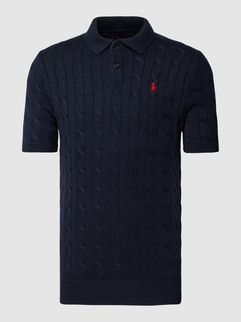 Poloshirt mit kurzer Knopfleiste in marineblau