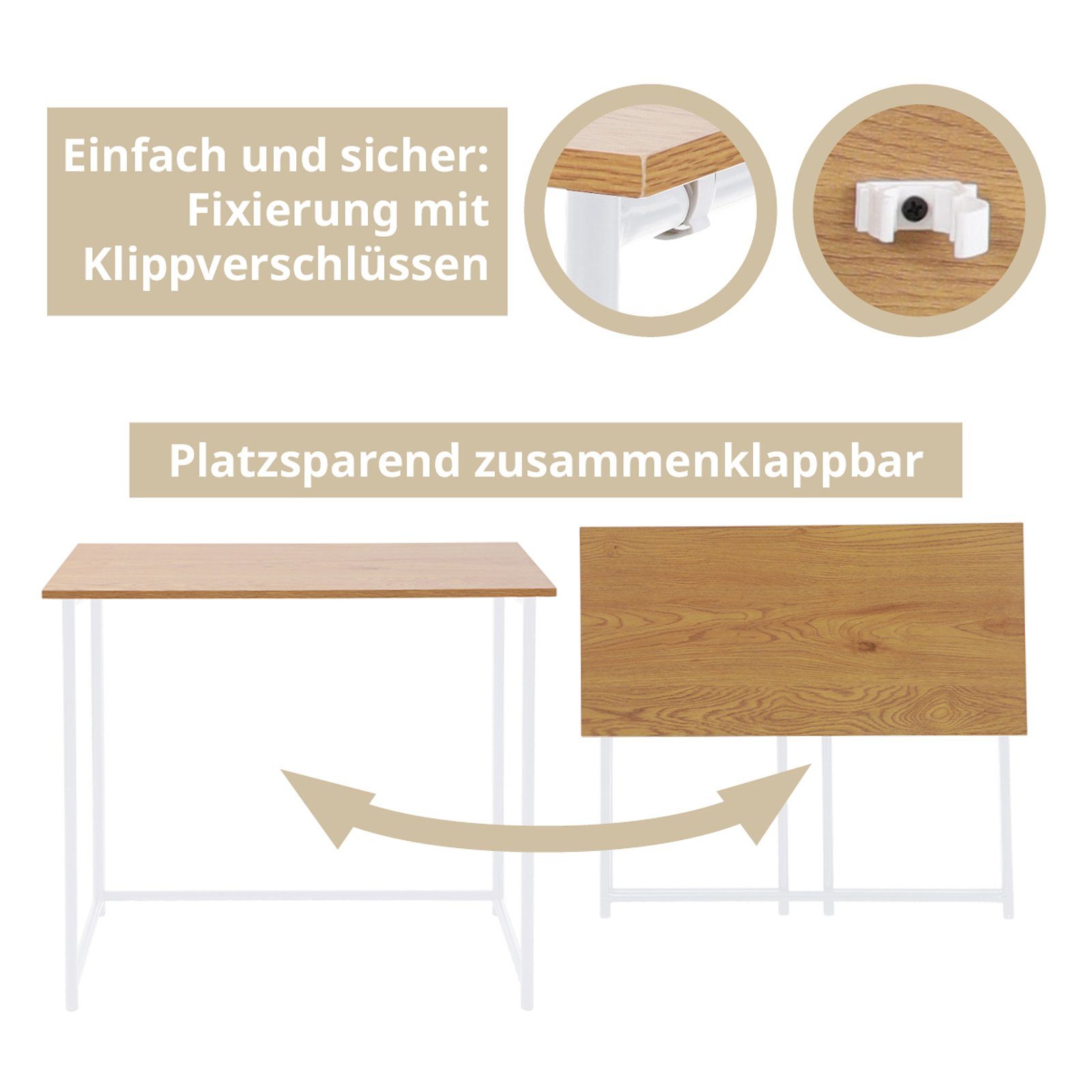 SVITA Klapptisch (1-St., 1 Tisch), klappbar, schmal, platzsparend, Eichenoptik
