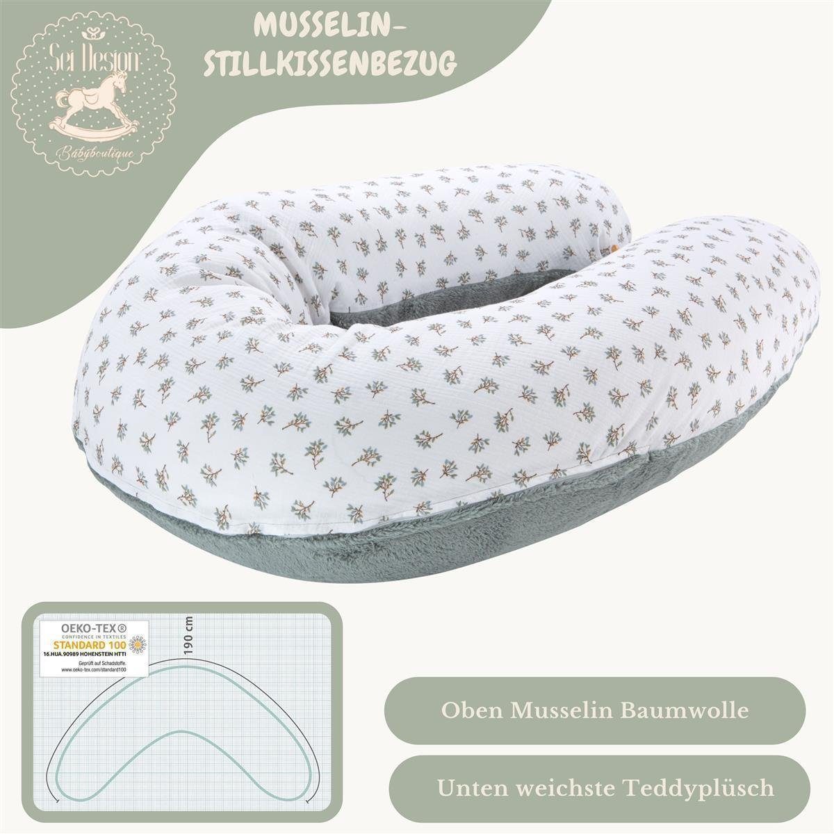 SEI Design Stillkissen Seitenschläferkissen Babynestchen Kuschelnest XXL, Schwangerschaftskissen mit Bezug, Bezug Musselin Baumwolle
