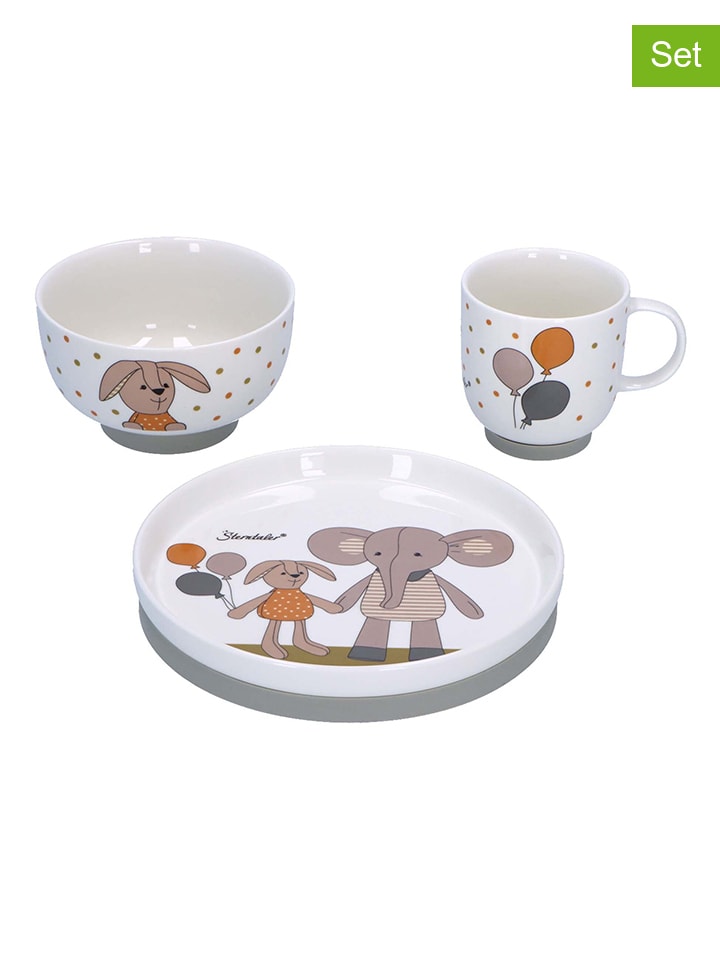 Sterntaler® 3tlg. Kindergeschirr-Set in Weiß/ Bunt günstig kaufen onesize