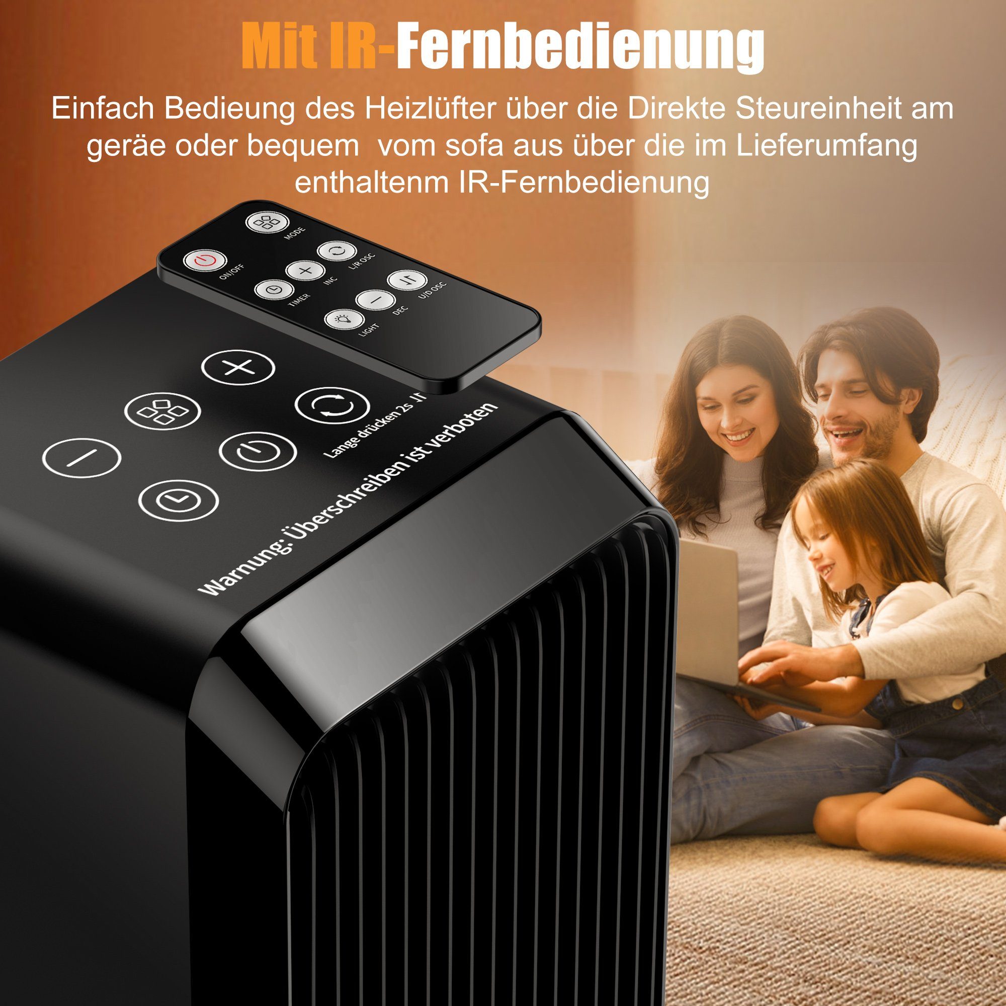Mutoy Heizlüfter Keramikheizlüfter,Heizlüfter, Heizgerät, Heizung mit Fernbedienung, Heizlüfter energiesparend mit Oszillationsfunktion&Timer,3 Heizstufen