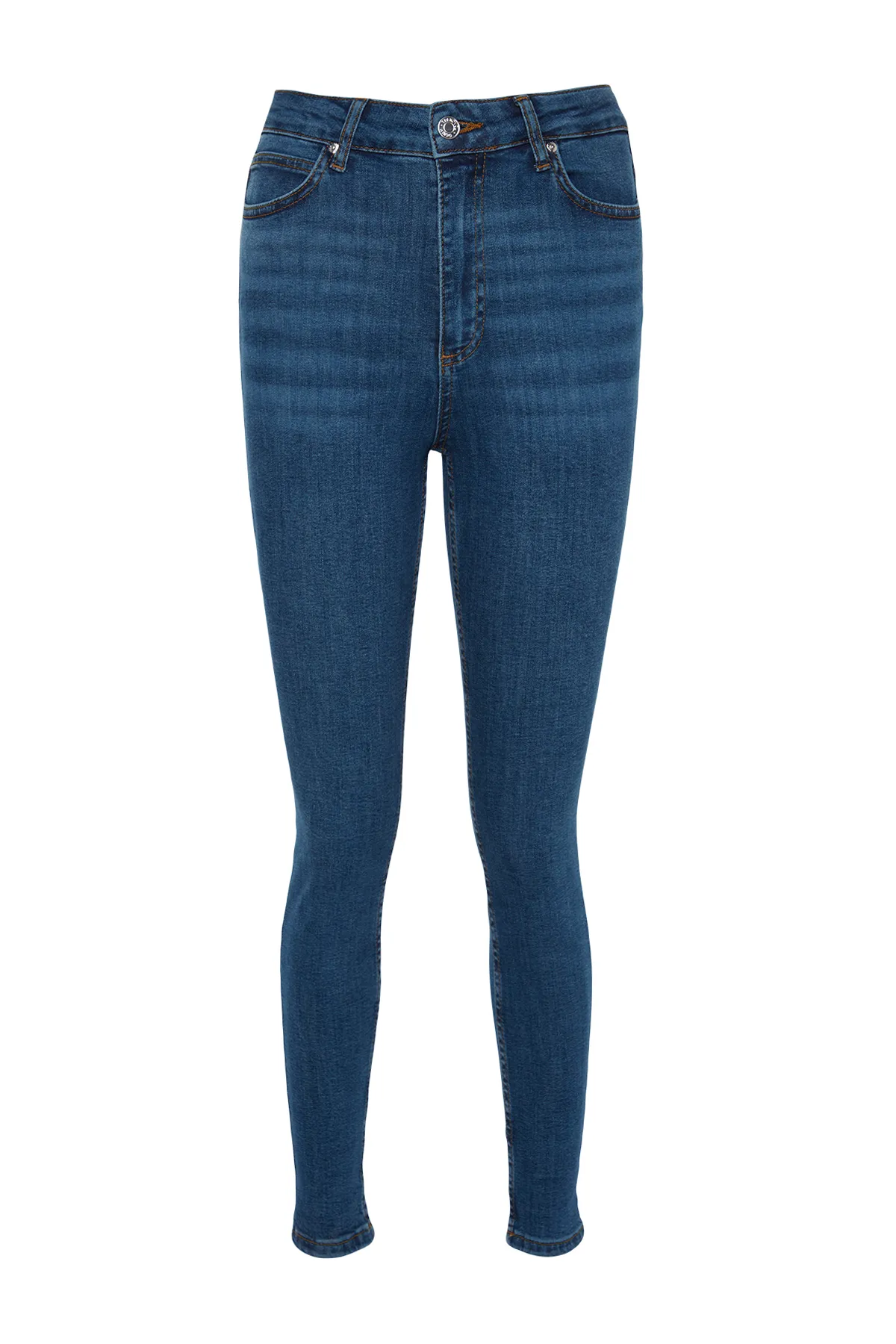 Trendyol Collection  Dunkelblaue Röhrenjeans mit normaler Taille TWOAW24JE00067