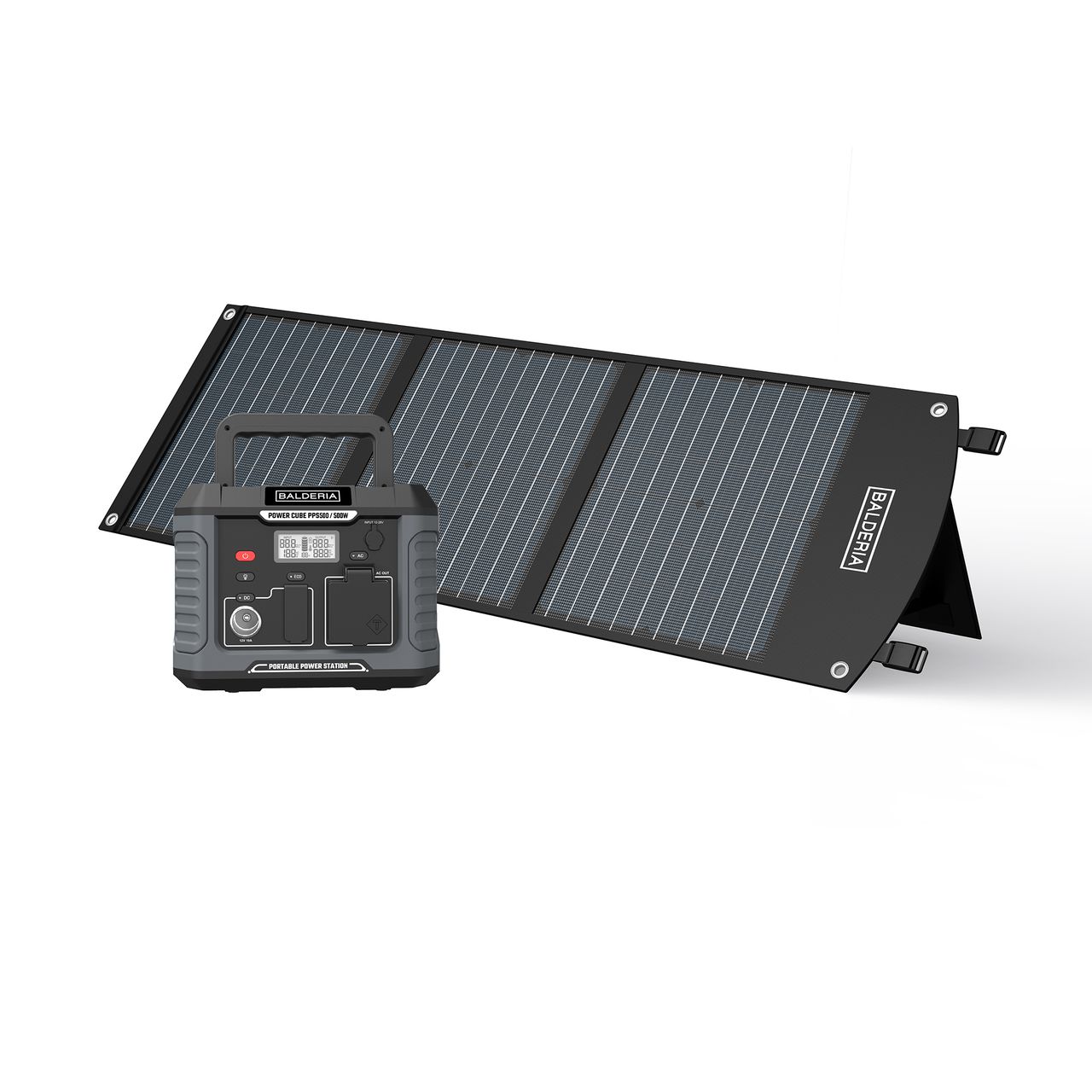 BALDERIA Power Set PS500-60: Solar-Generator, Kraftwerk, Tragbare Powerstation 400Wh   Solarpanel 60W