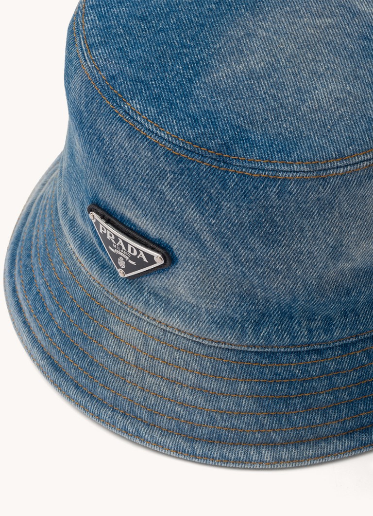 Prada  Bucket hoed van denim met logo