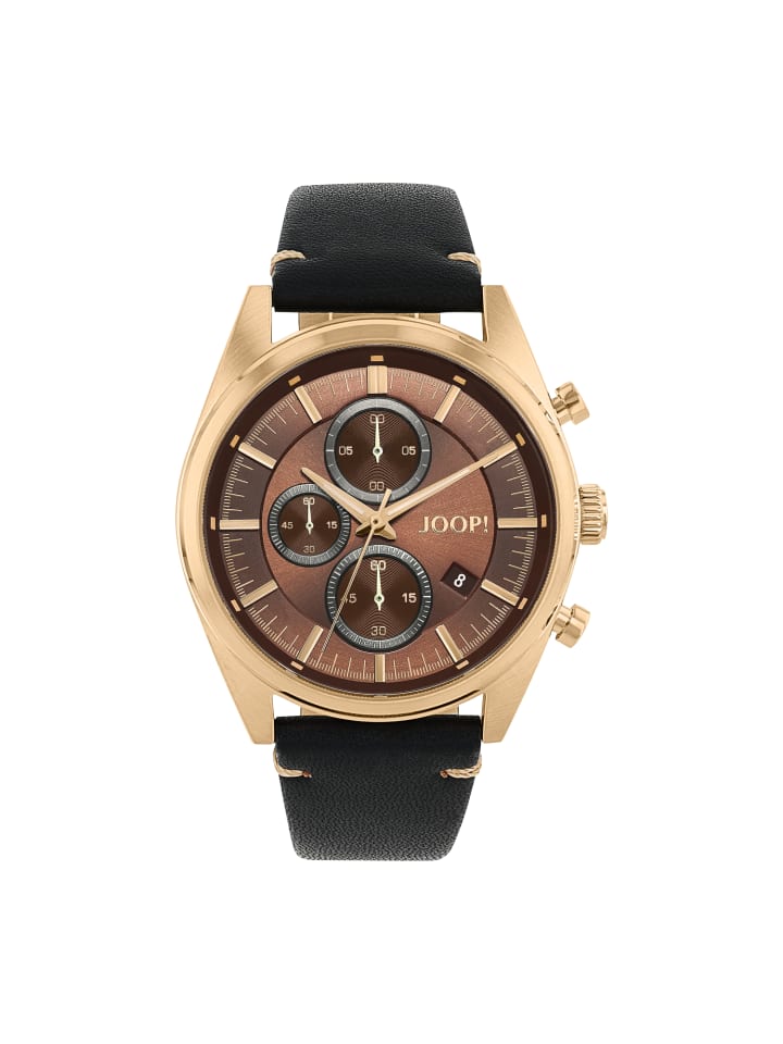 JOOP! Chronograph Leder, Edelstahl in Gold günstig kaufen 20 cm