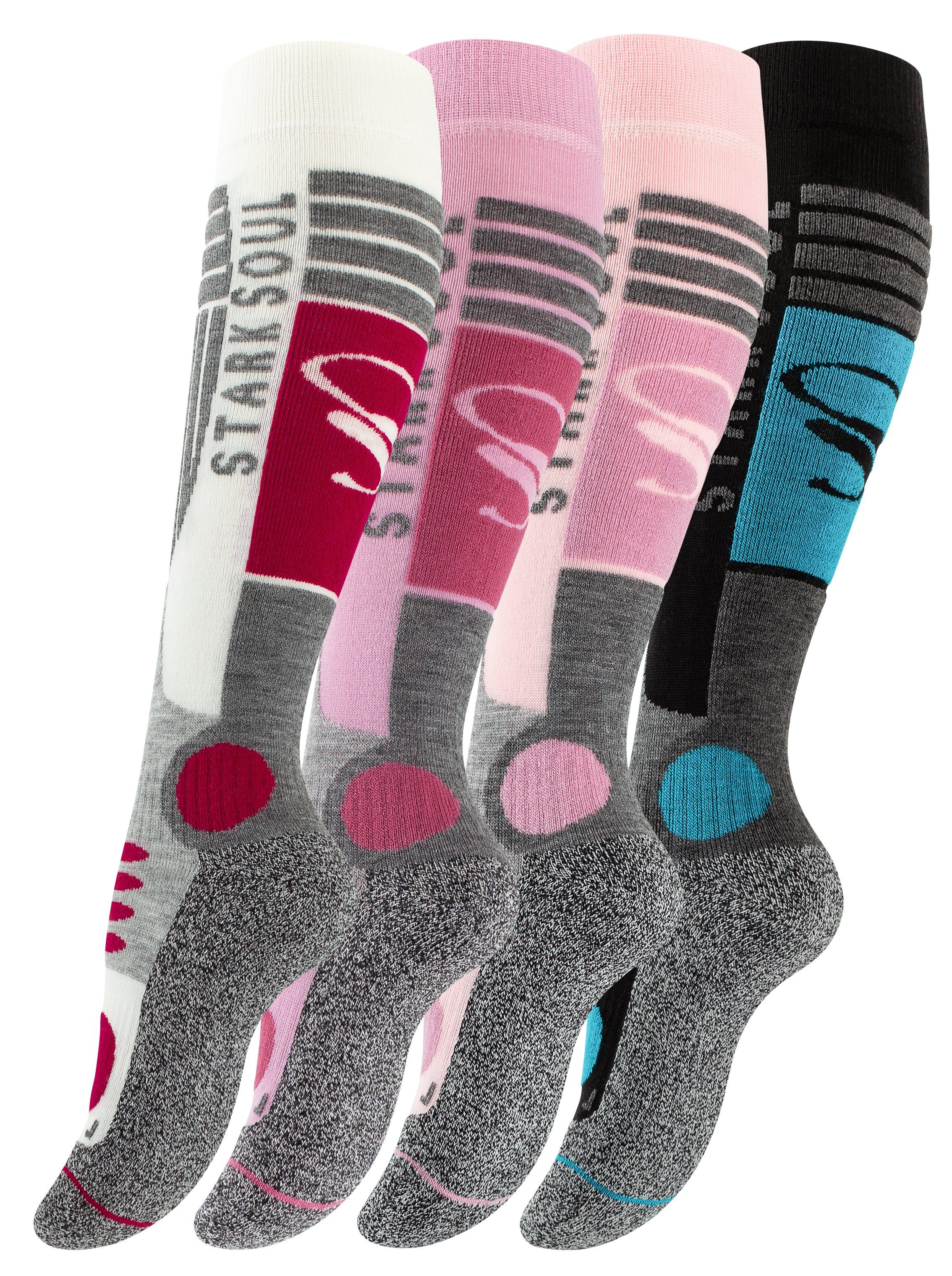 Stark Soul® Skisocken Ski & Snowboard Socken, Skistrümpfe mit Spezialpolsterung, 2 Paar 2er-Pack, Dehnungszonen an Knöchel und Spann, Doppelbündchen, weiche Zehennaht, weiche Polsterungen