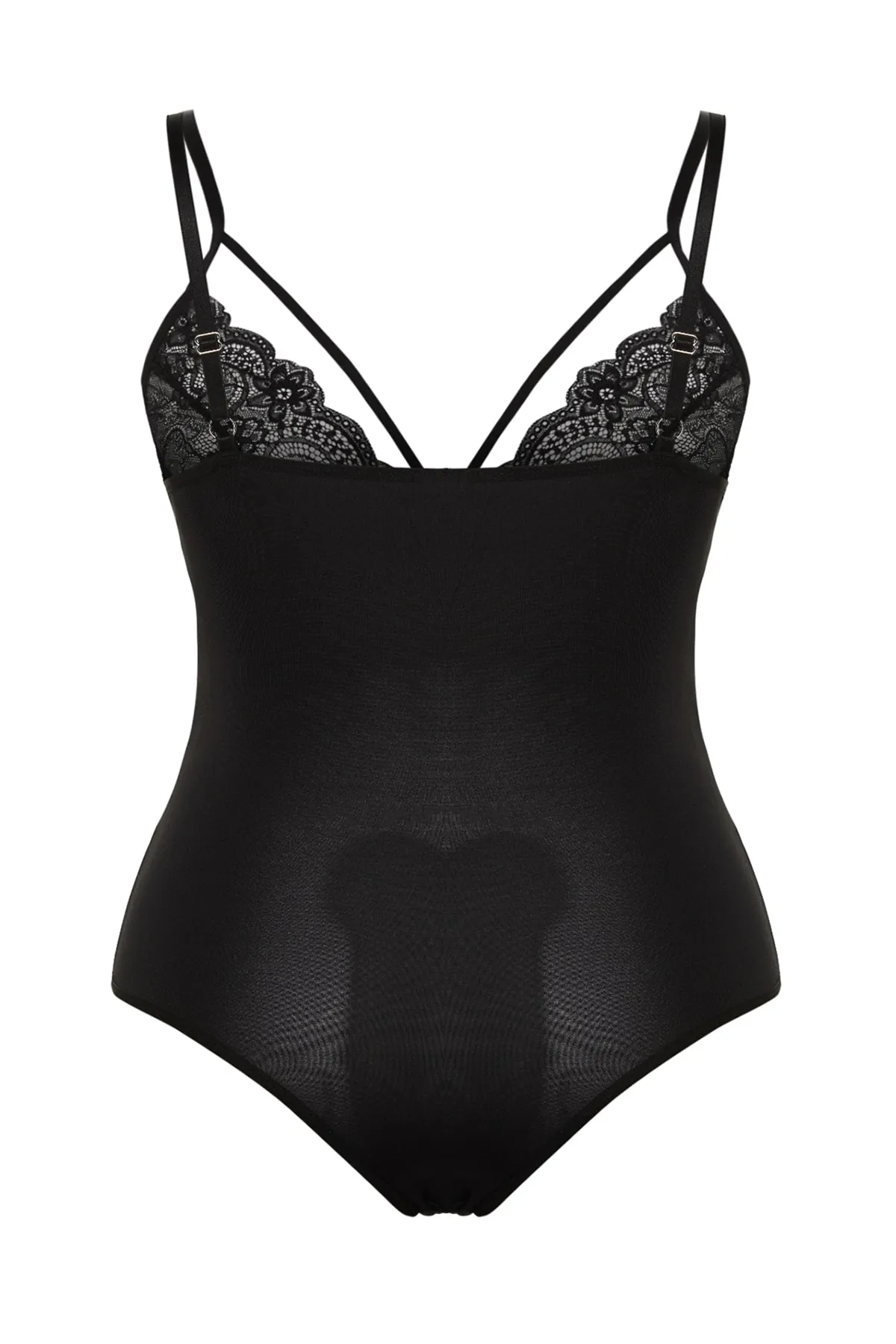 Trendyol Curve  Schwarzer Spitzen-Body mit Details TBBSS23CS00000