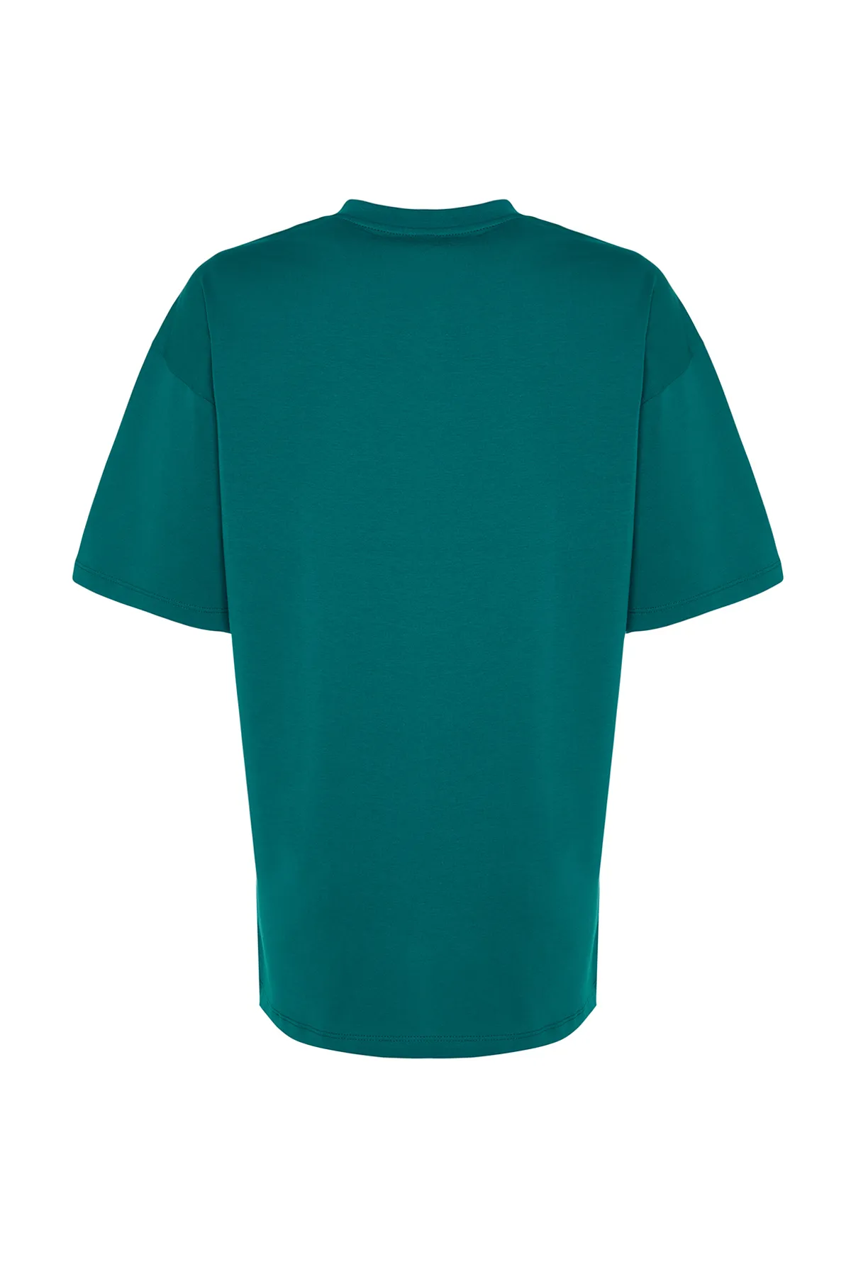 Trendyol Collection  Smaragdgrünes, übergroßes/weites Strick-T-Shirt mit Rundhalsausschnitt, 100 % Baumwolle, TWOSS20TS0134