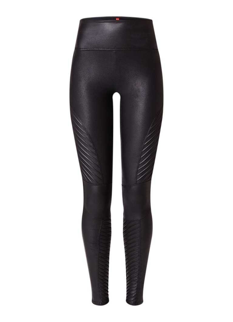 Legginsy SPANX ze sztucznej skóry z przeszyciami