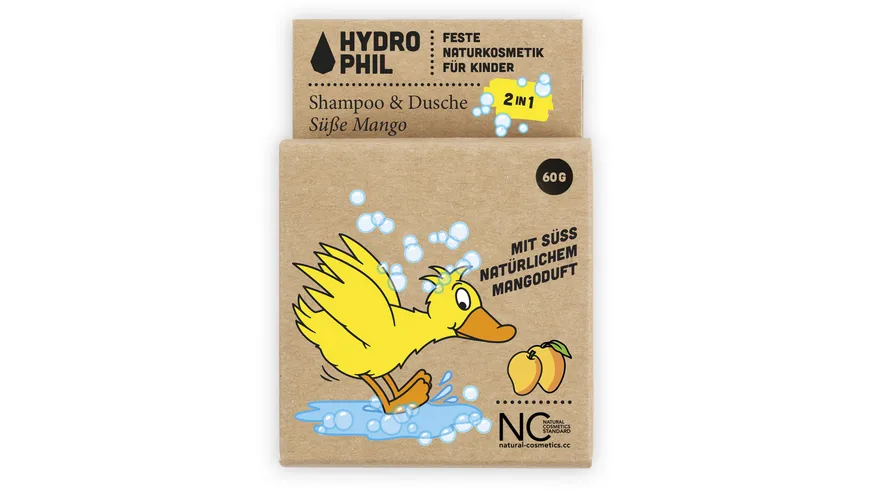 HYDROPHIL Kids festes 2in1 Shampoo & Dusche - Ente - Mango 60 g