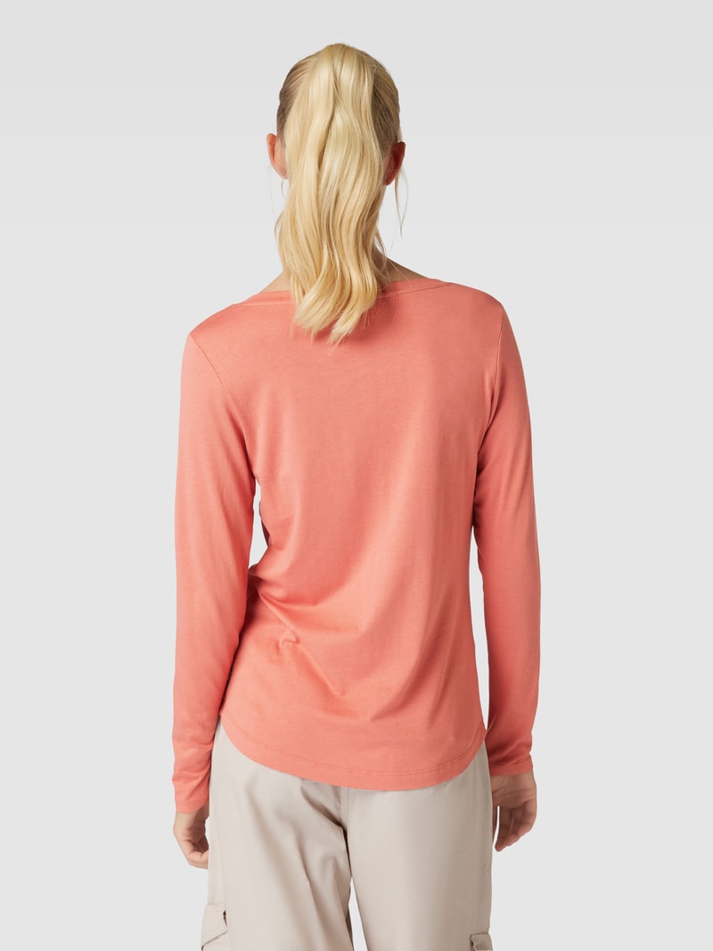 Longsleeve in unifarbenem Design mit Tunikakragen in koralle