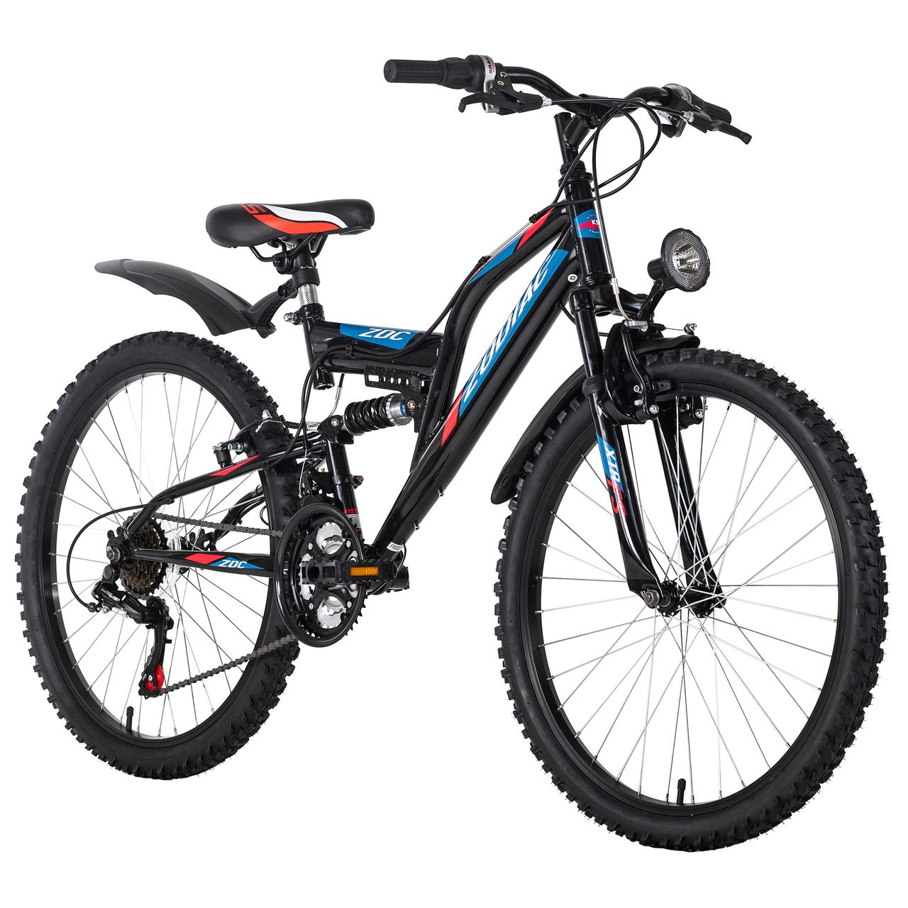 KS Cycling Kinderfahrrad Fully 24'' ATB Zodiac schwarz-rot RH 38 cm