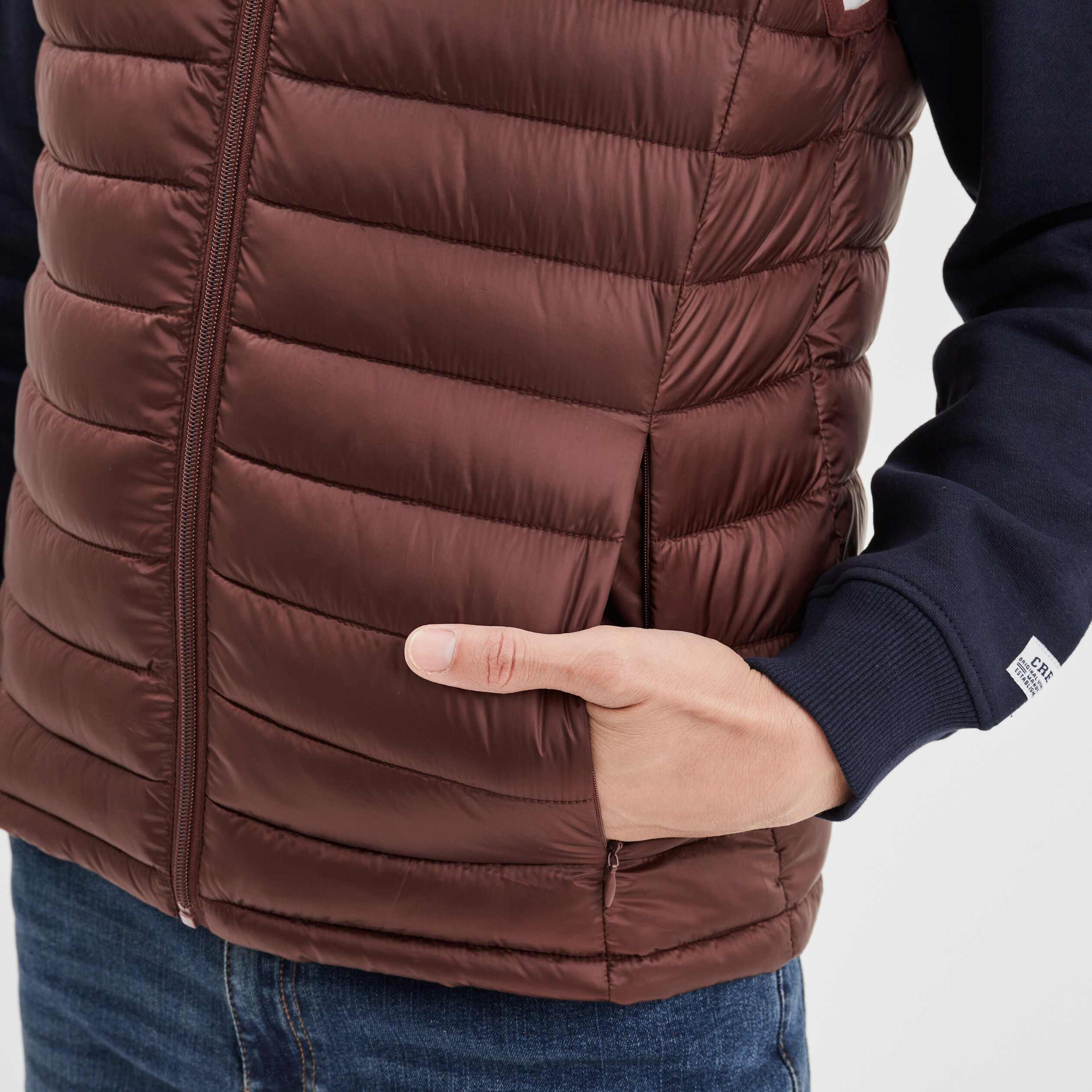 Doudoune légère zippée sans manches bordeaux homme | La Halle