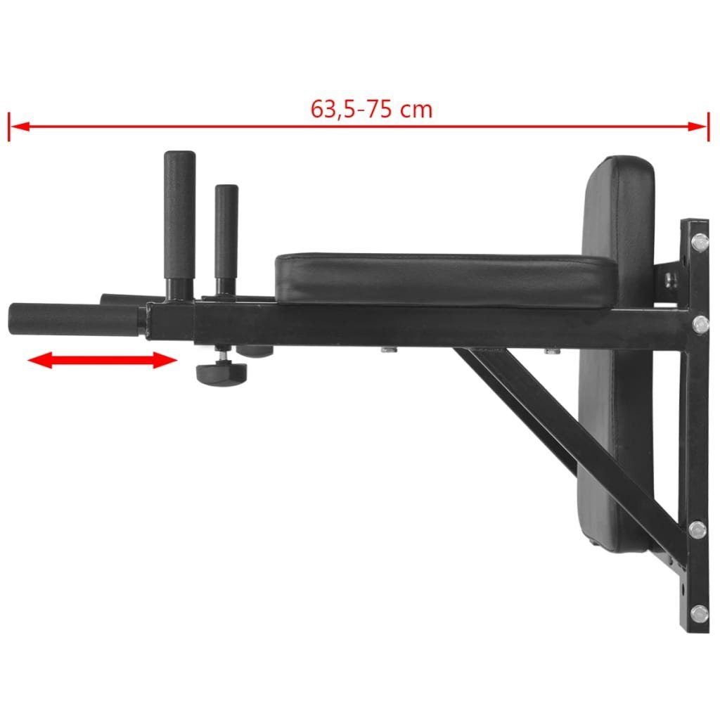 vidaXL Kraftstation Fitness-Dipstation zur Wandmontage Schwarz